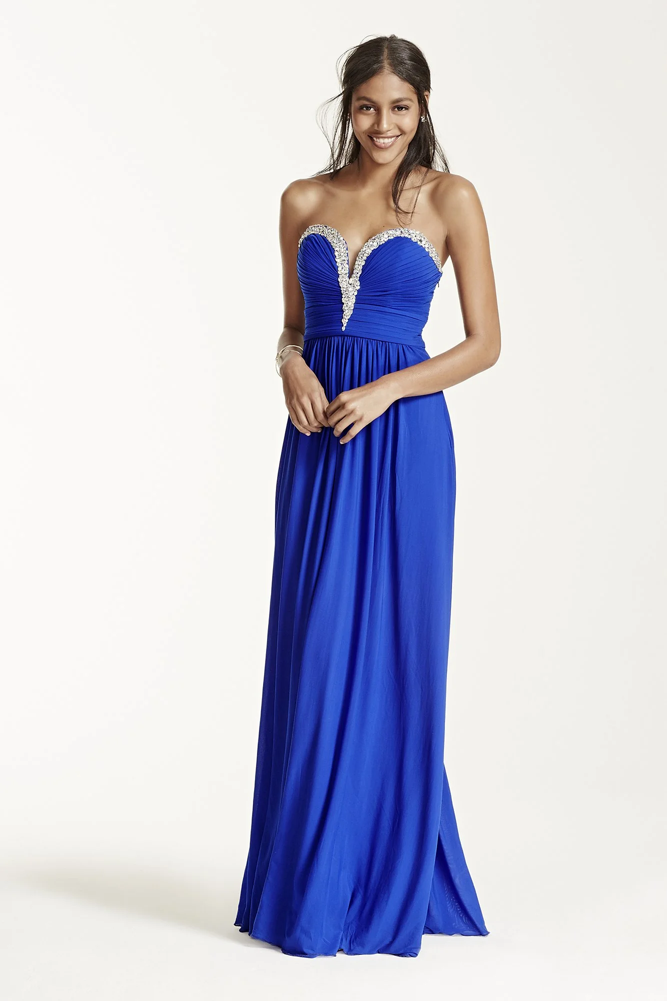 Crystal Embellished V-Plunge Neckline Prom Dress - Image 2