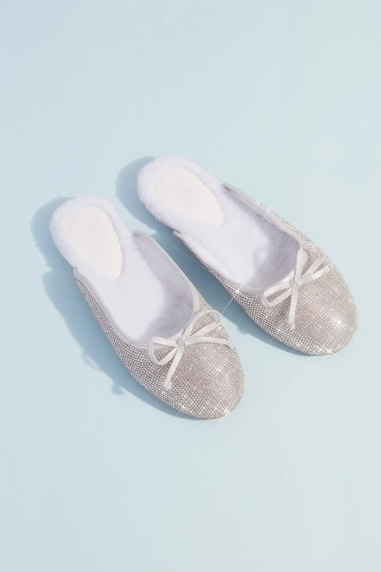 Crystal-Encrusted Open-Back Ballet Flat Slides