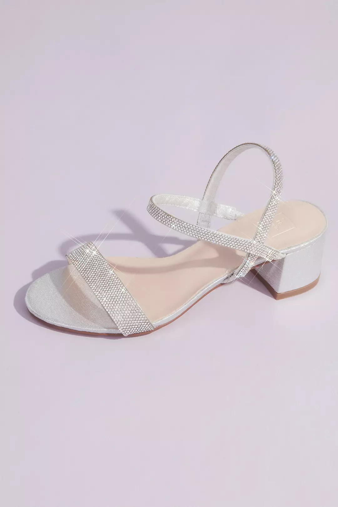 Crystal-Encrusted Stretch Strap Low-Heel Sandals - Image 4