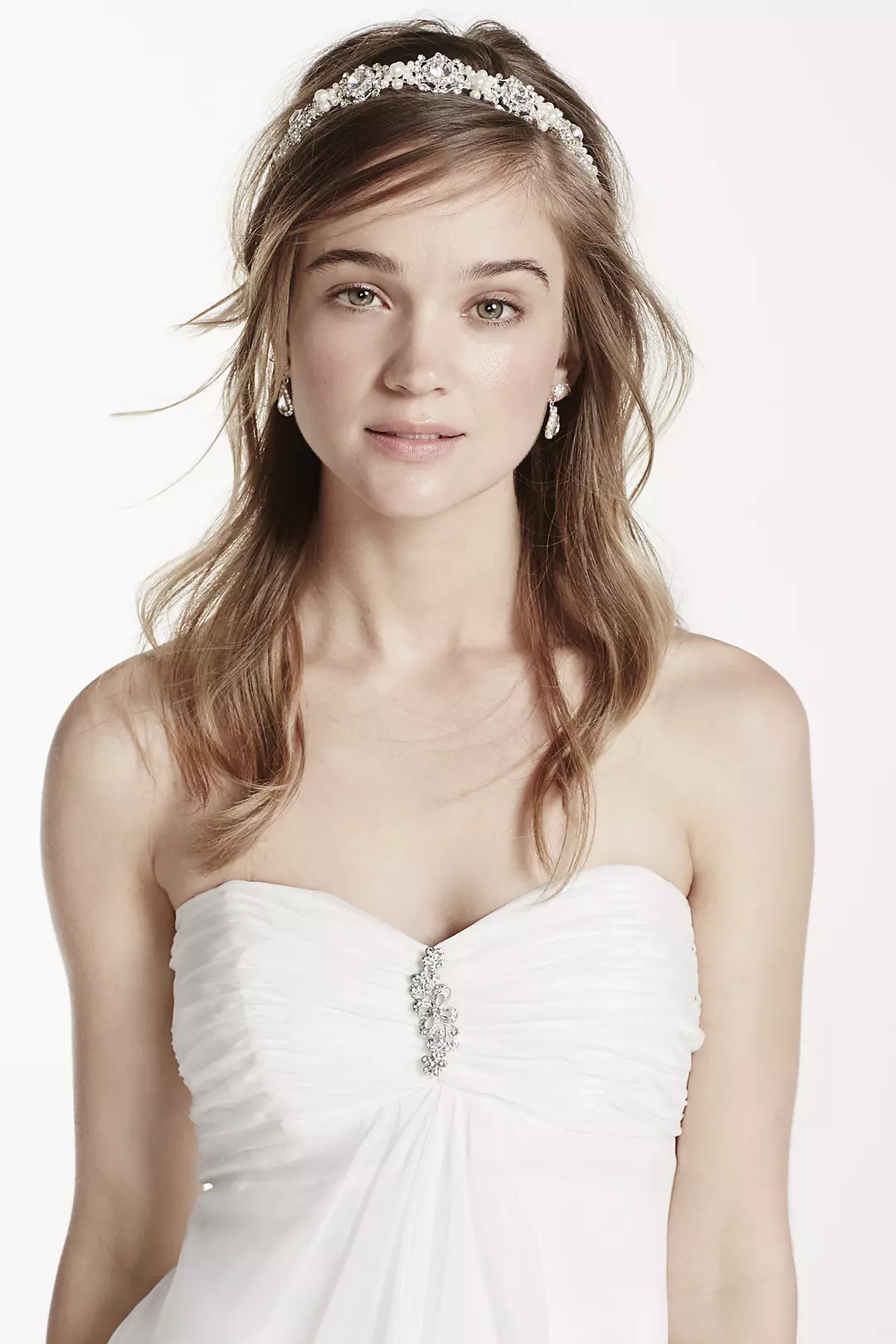 Crystal Medallion Headband with Pearl Accents - Image 2