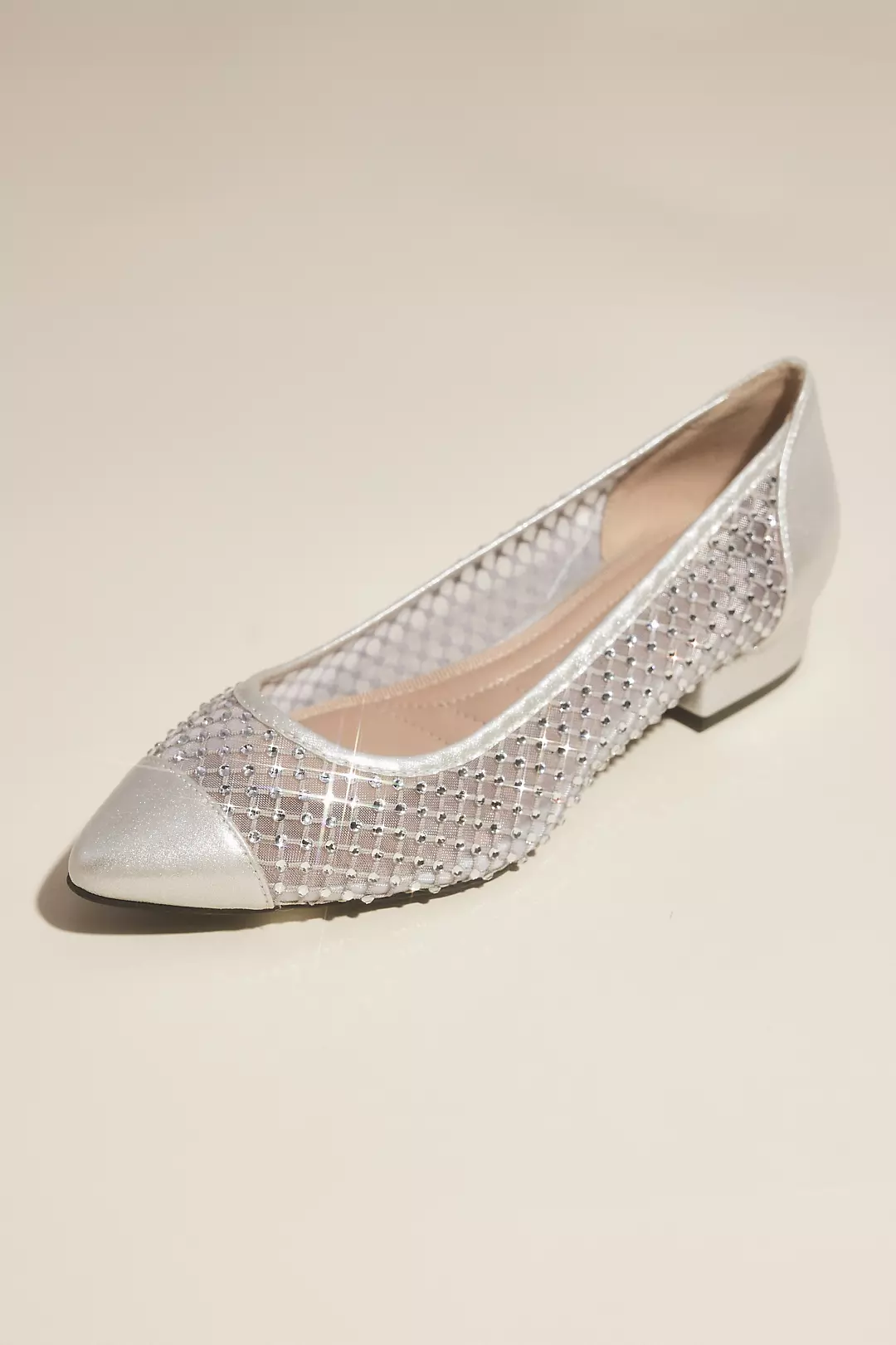 Crystal Mesh Almond Toe Low Heels - Image 4