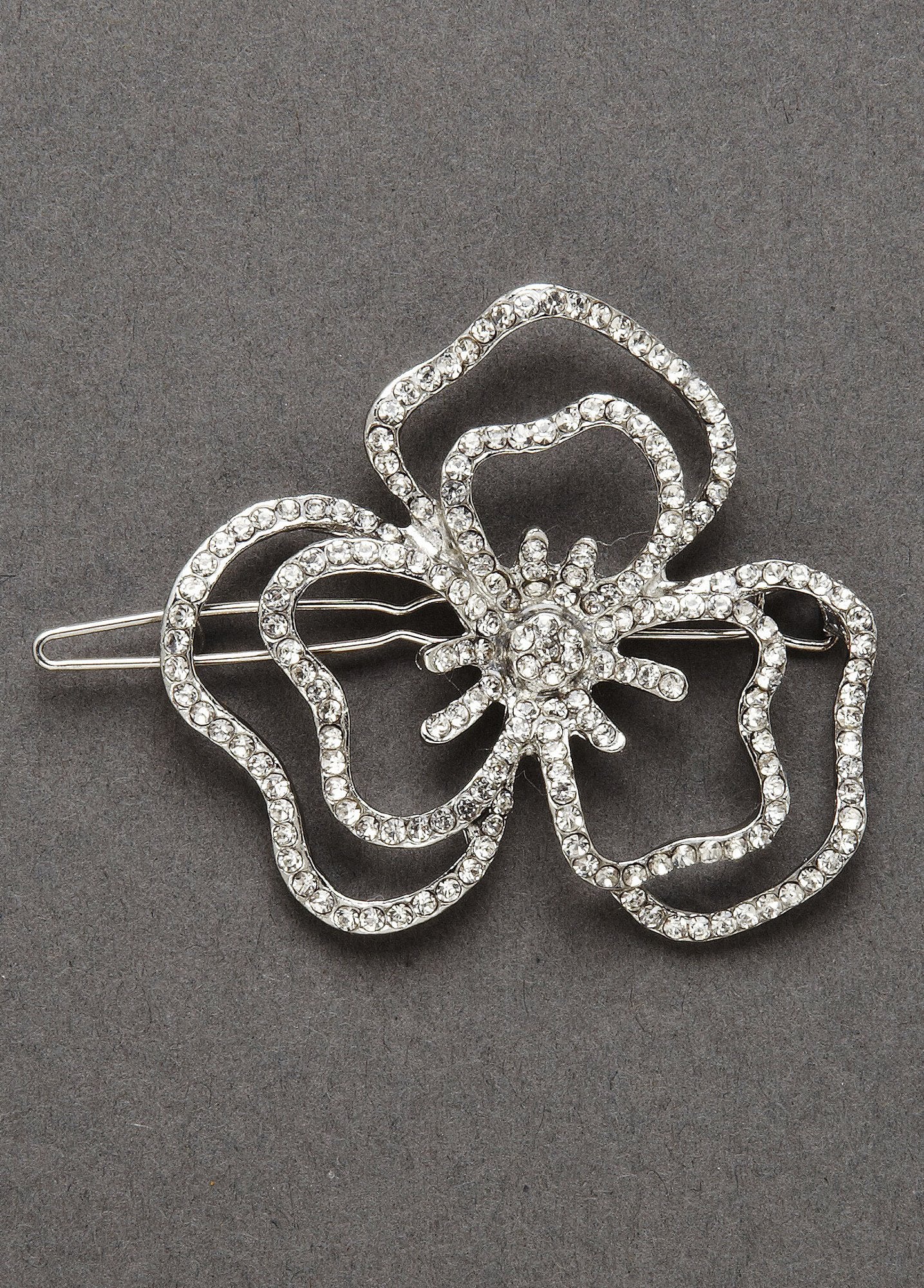 Crystal Open Flower Barrette