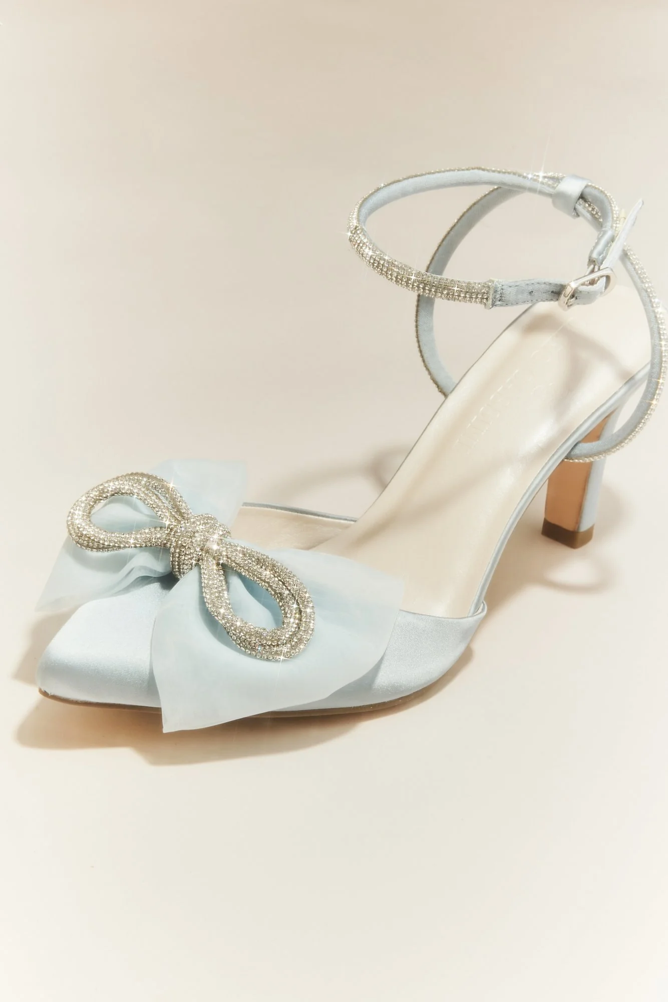 Crystal Rope Pointed-Toe Organza Bow Heels