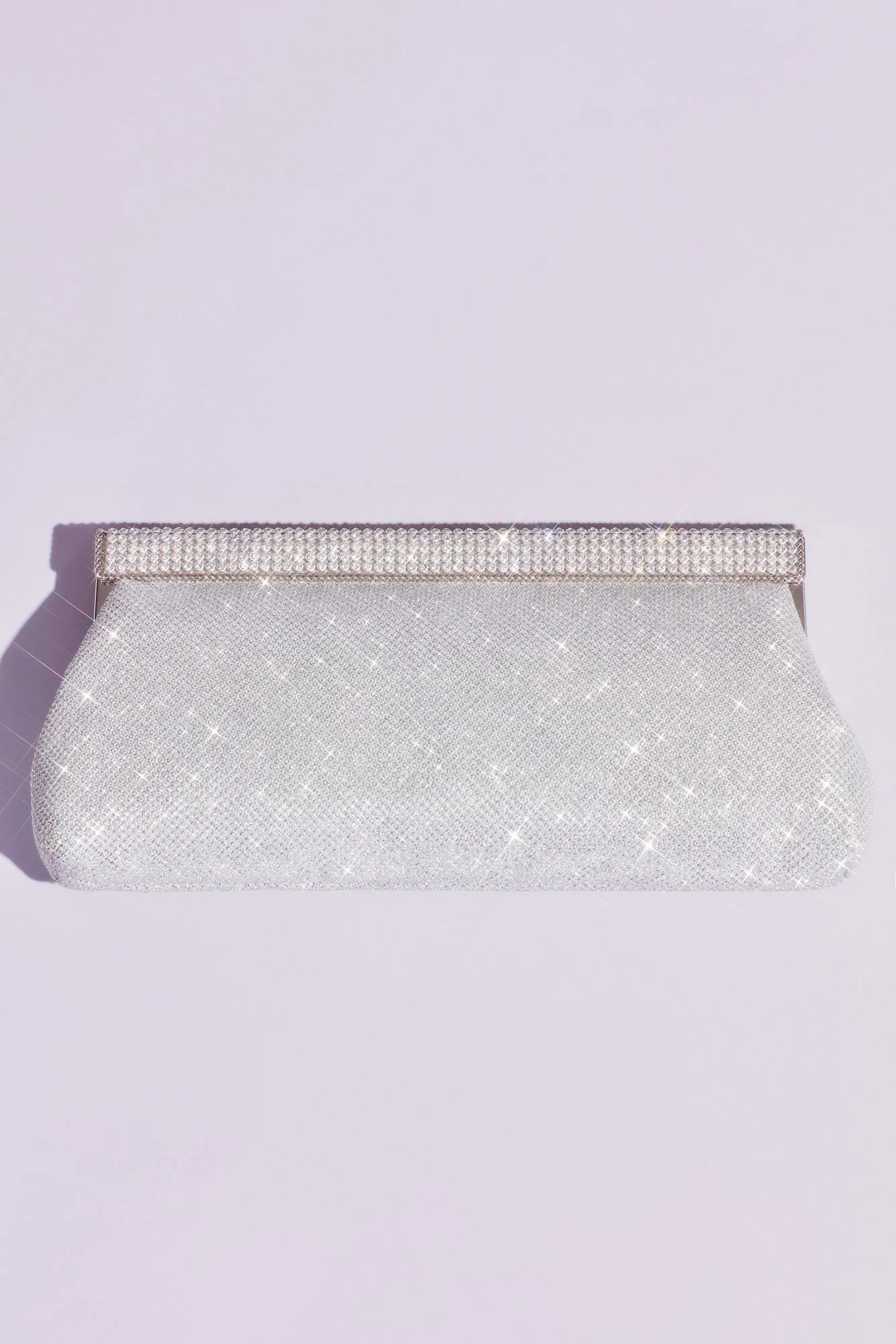 Crystal Top Clasp Glitter Baguette Clutch