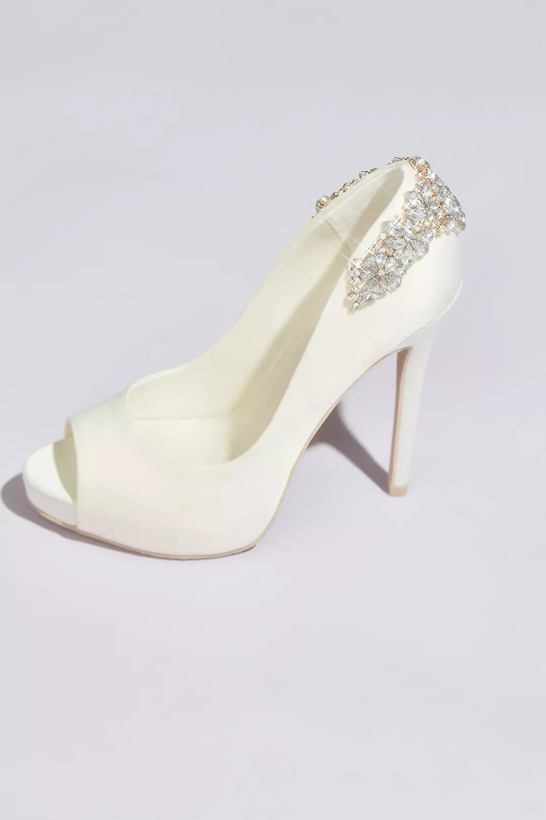 Crystal-Wrapped Satin Peep-Toe Platform Heels - Image 4