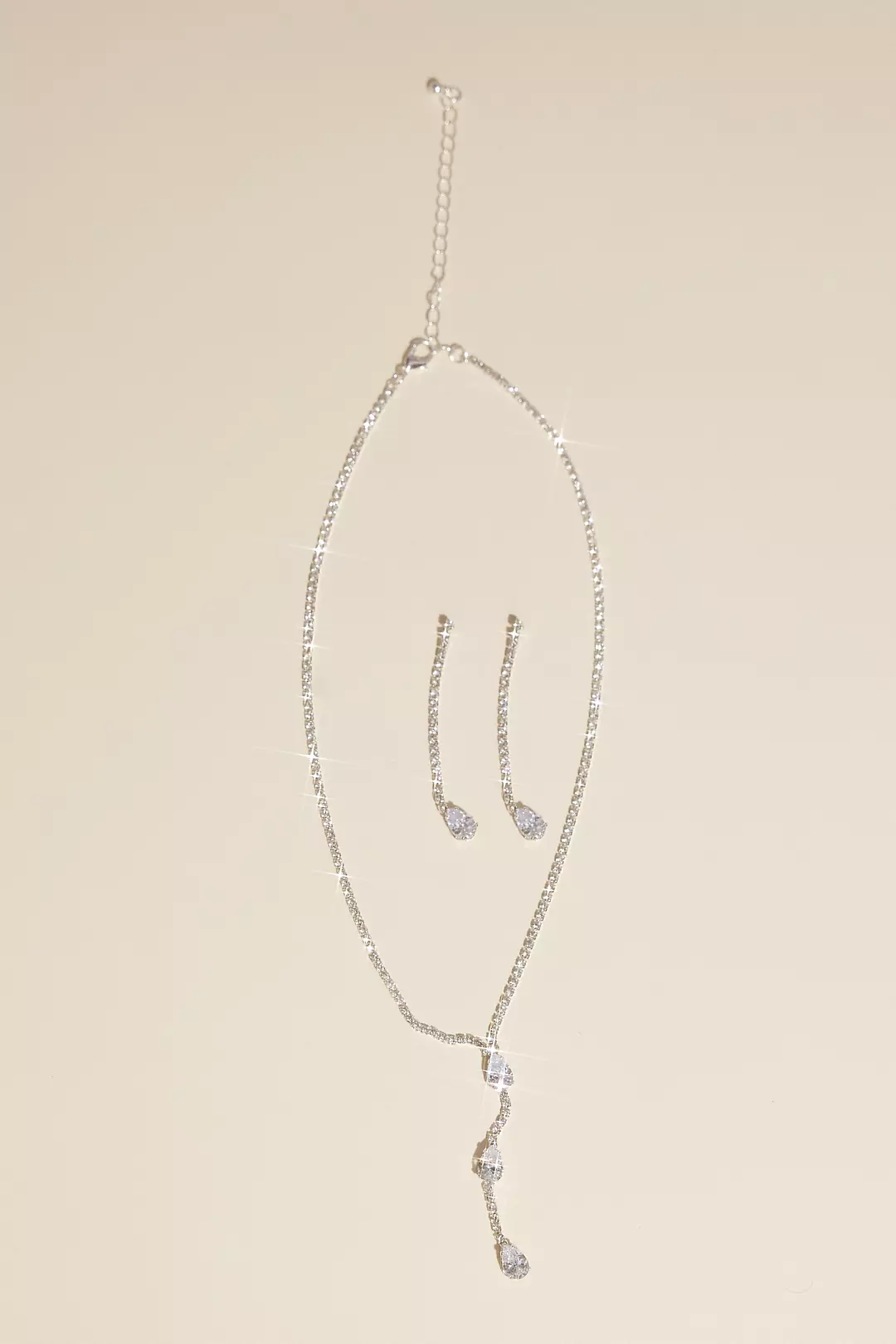 Cubic Zirconia and Rhinestone Pear Y-Neck Set - Image 2