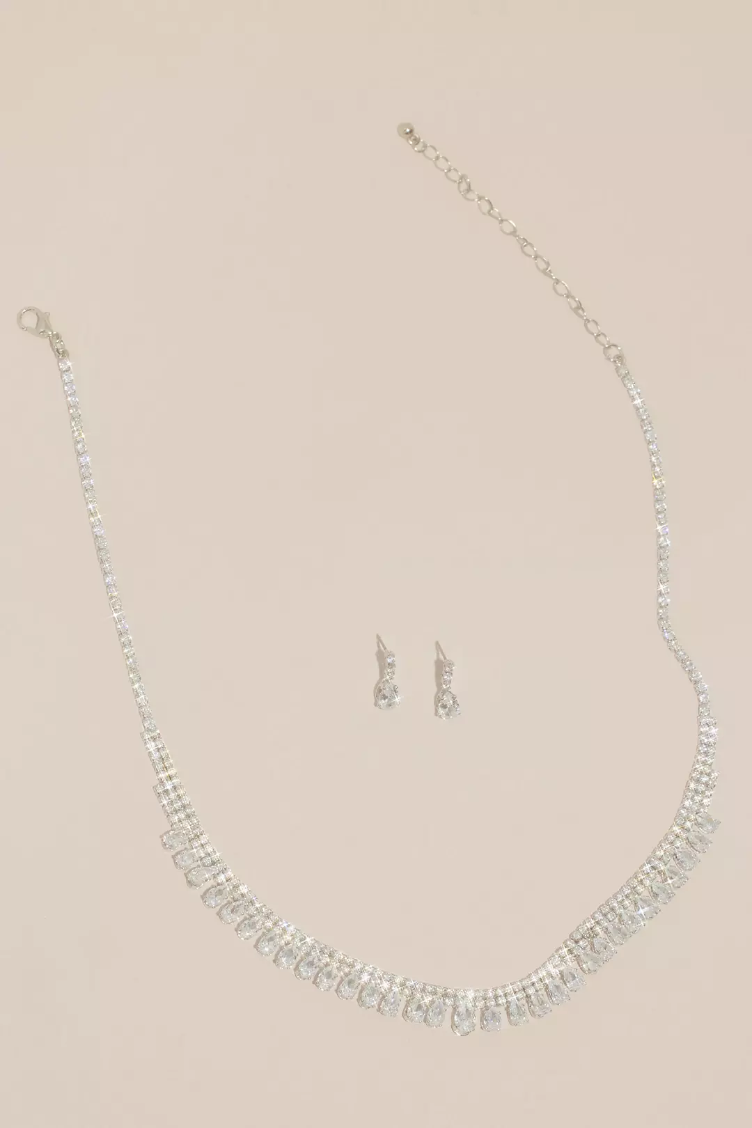Cubic Zirconia Collar Necklace and Earring Set