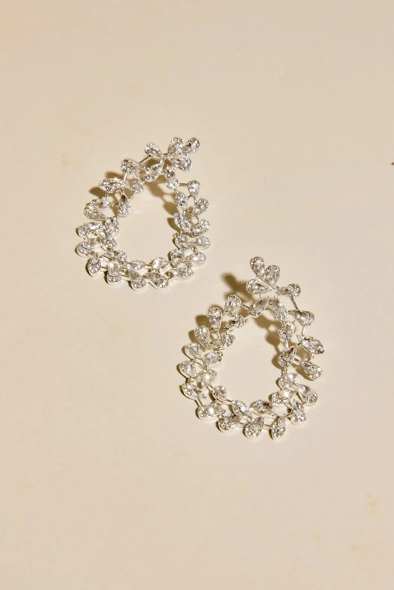 Cubic Zirconia Encircled Leaf Earrings - Image 2