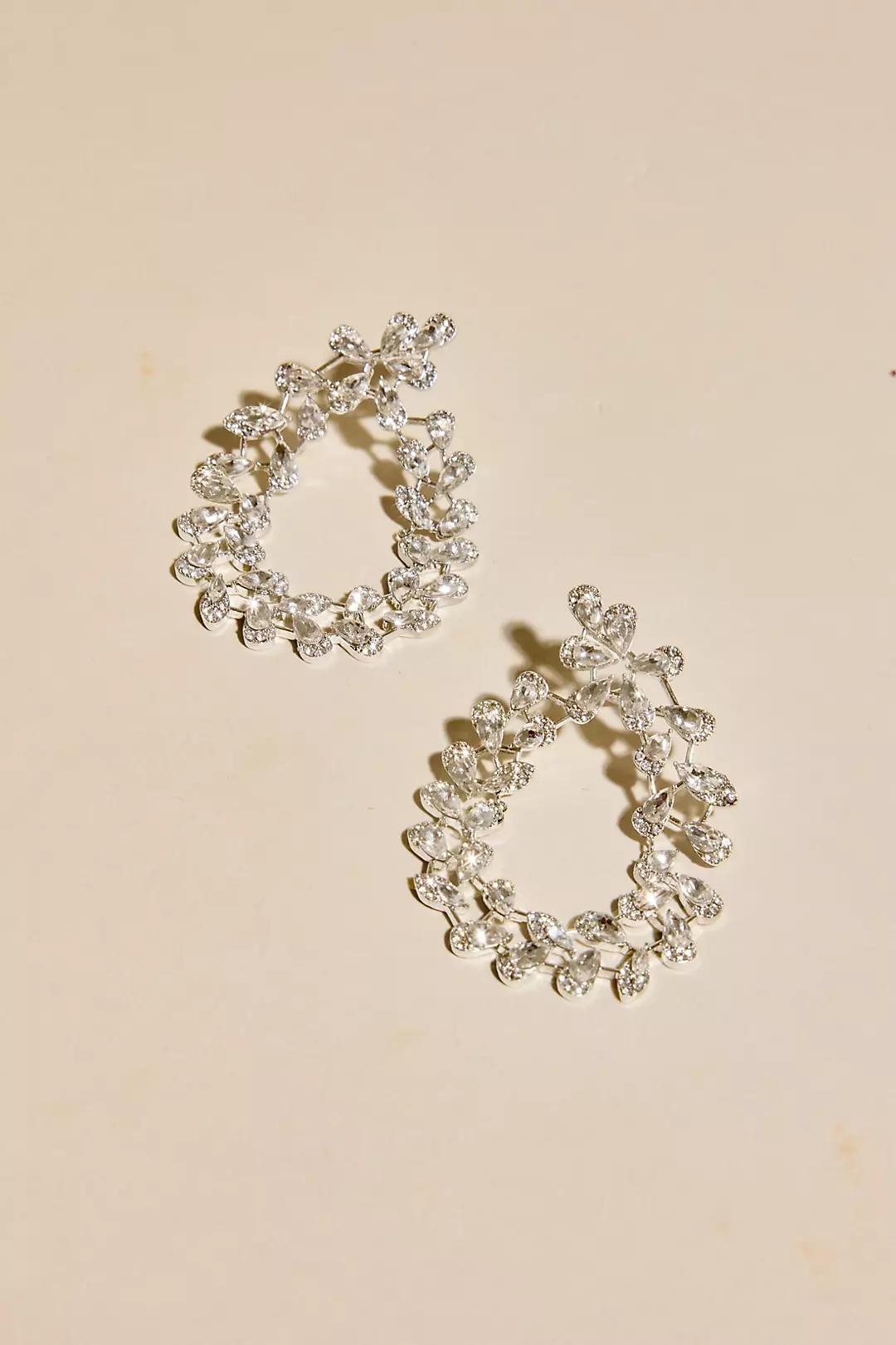 Cubic Zirconia Encircled Leaf Earrings - Image 3