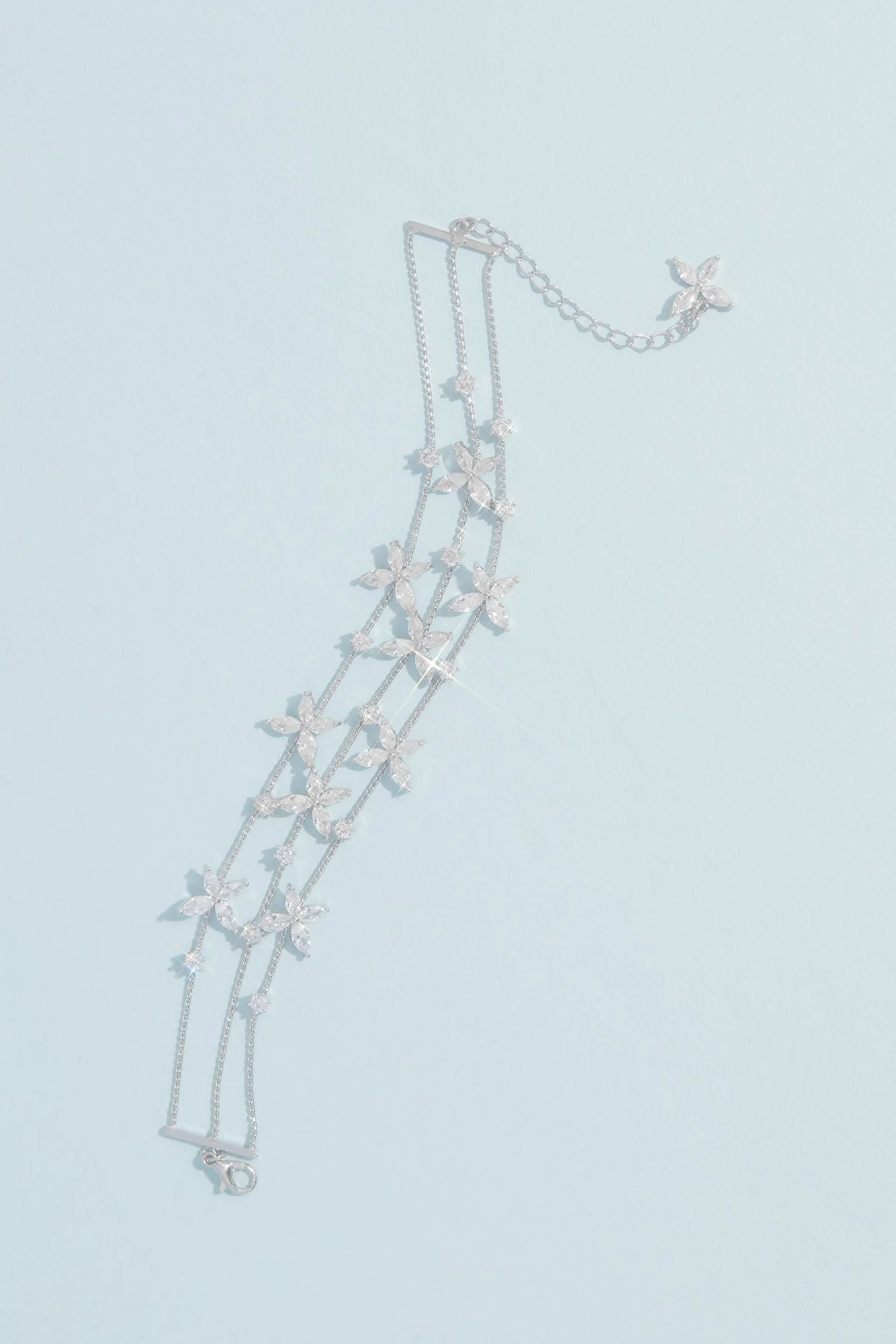 Cubic Zirconia Flower Garland Chain Bracelet