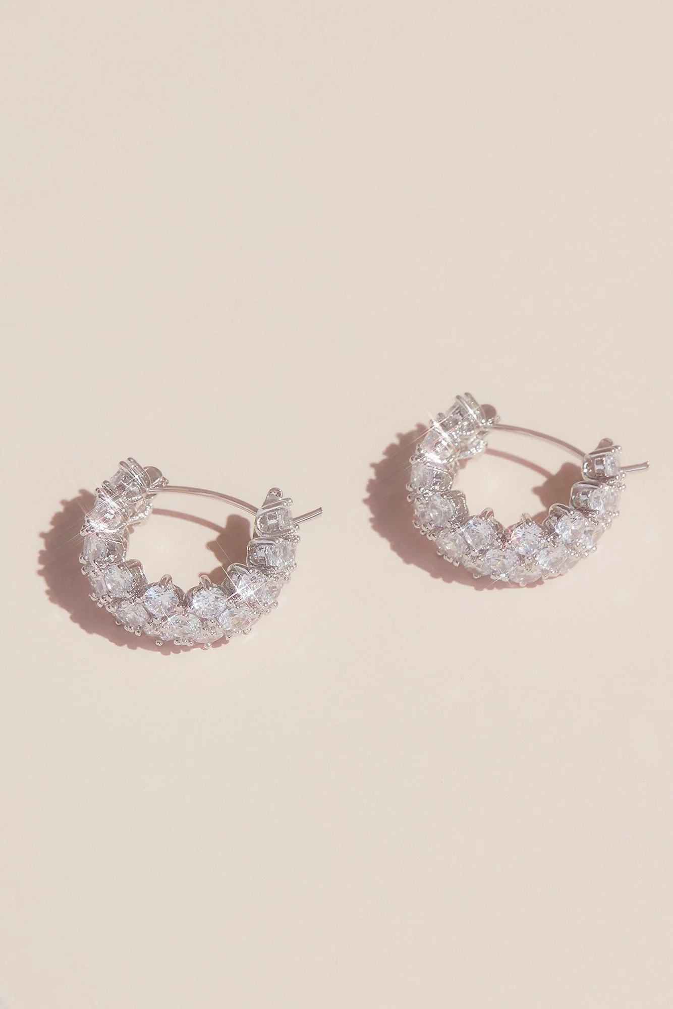Cubic Zirconia Huggie Hoop Earrings - Image 3