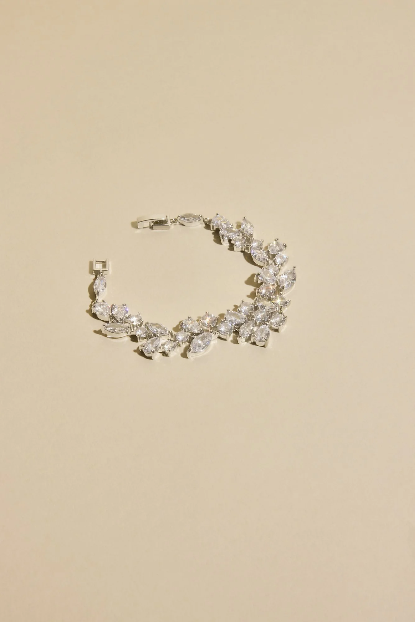 Cubic Zirconia Leafy Floral Bracelet