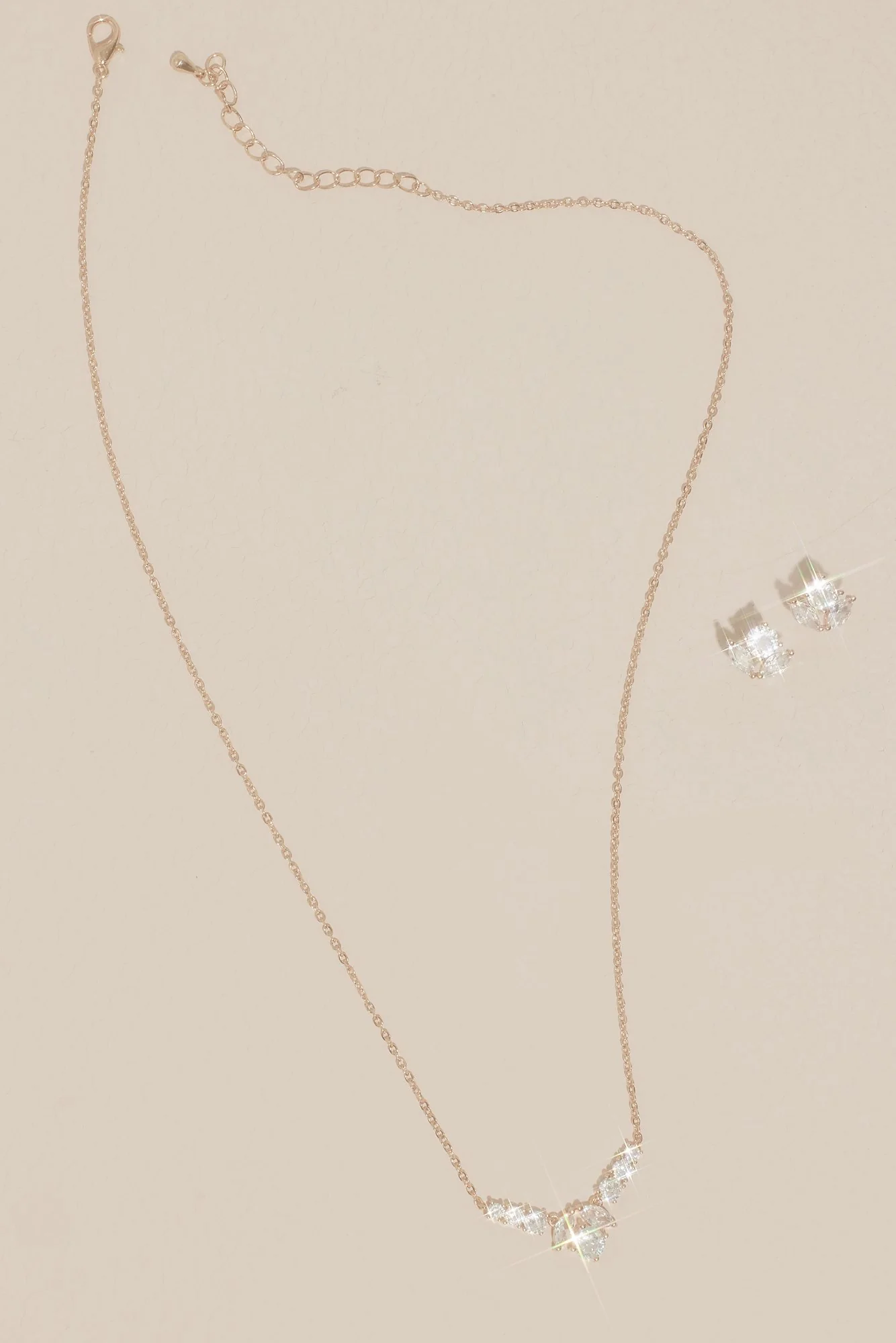 Cubic Zirconia Rosebud Necklace and Earring Set