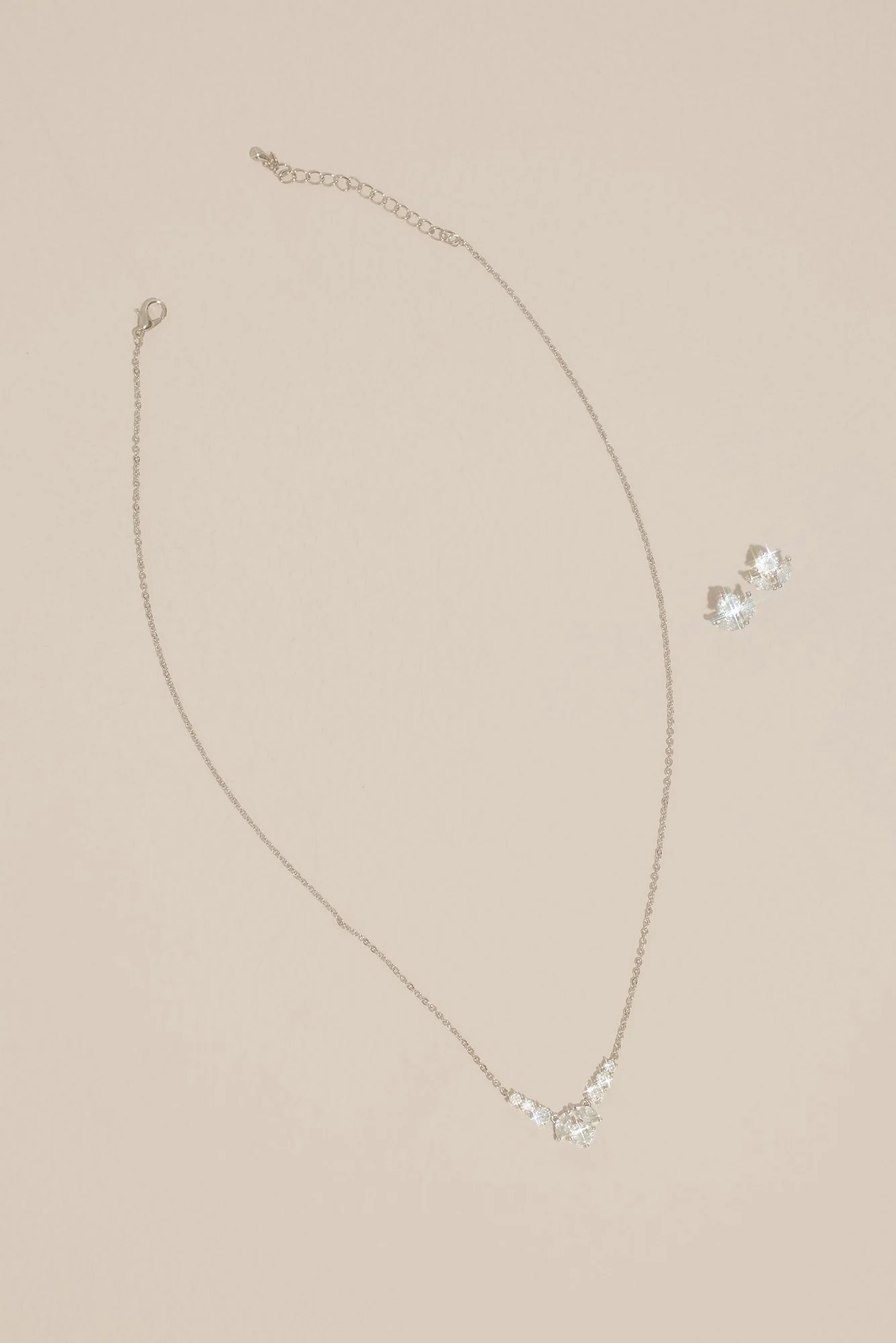 Cubic Zirconia Rosebud Necklace and Earring Set - Image 2