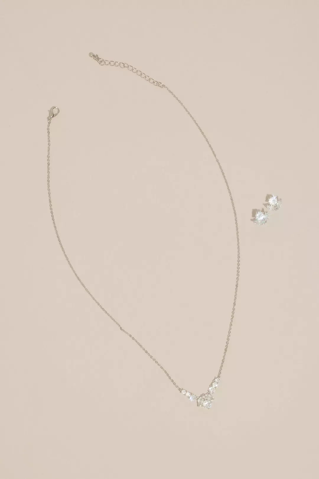 Cubic Zirconia Rosebud Necklace and Earring Set - Image 3