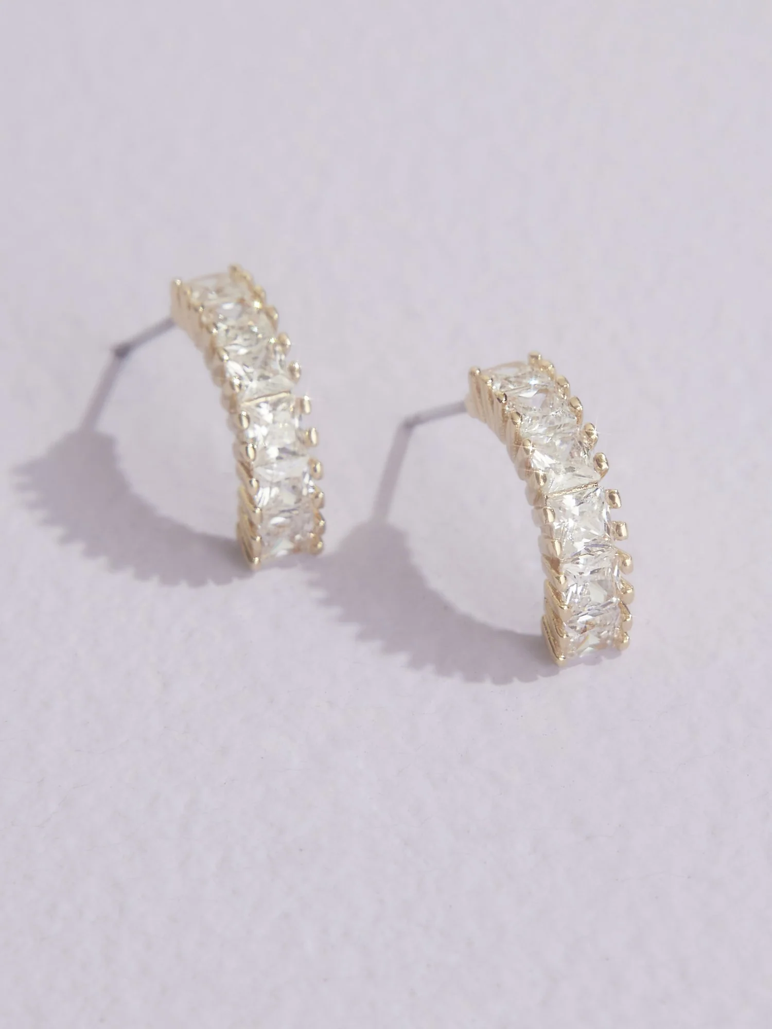 Cubic Zirconia Small Arc Earrings - Image 2