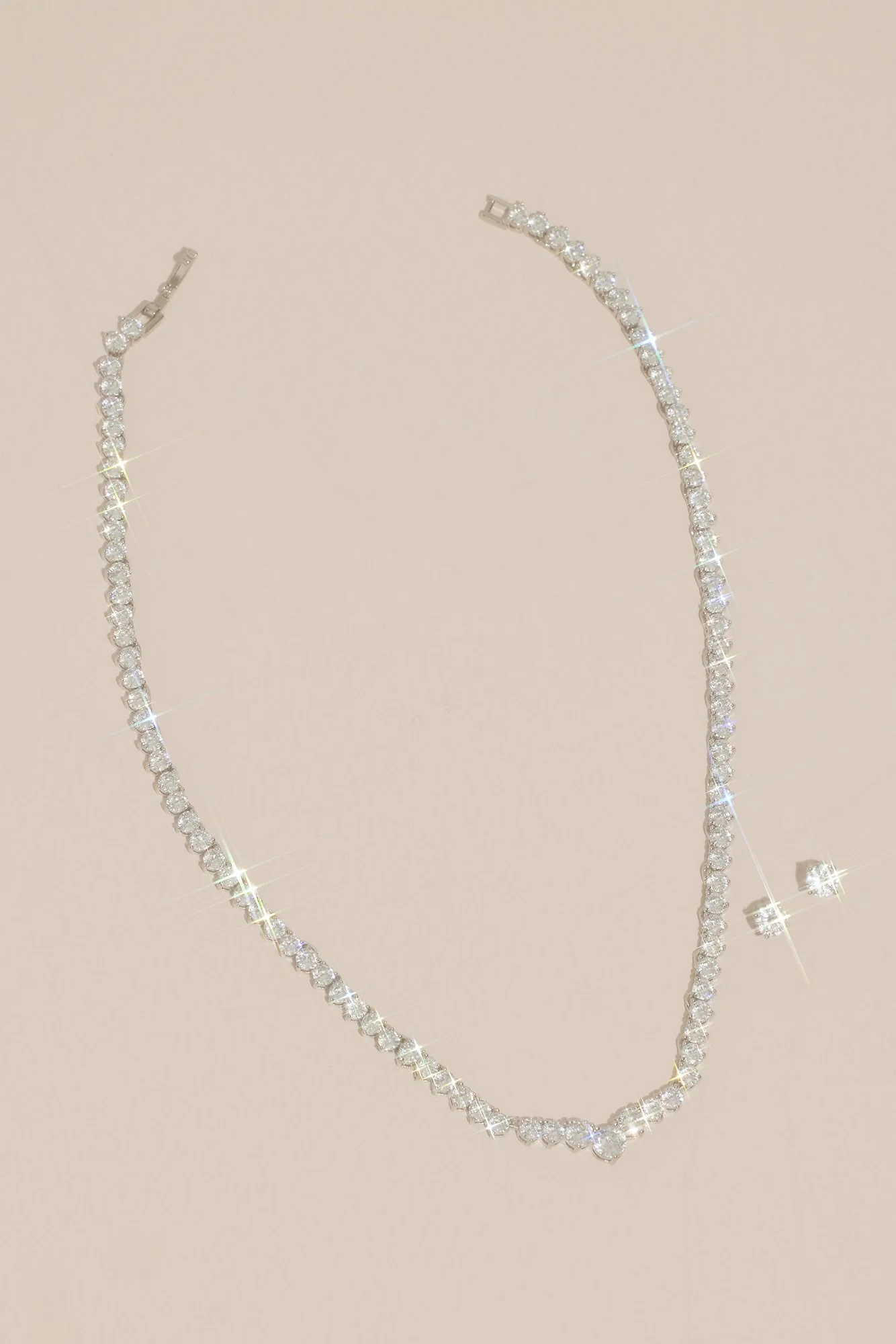 Cubic Zirconia Solitaire Necklace and Earring Set