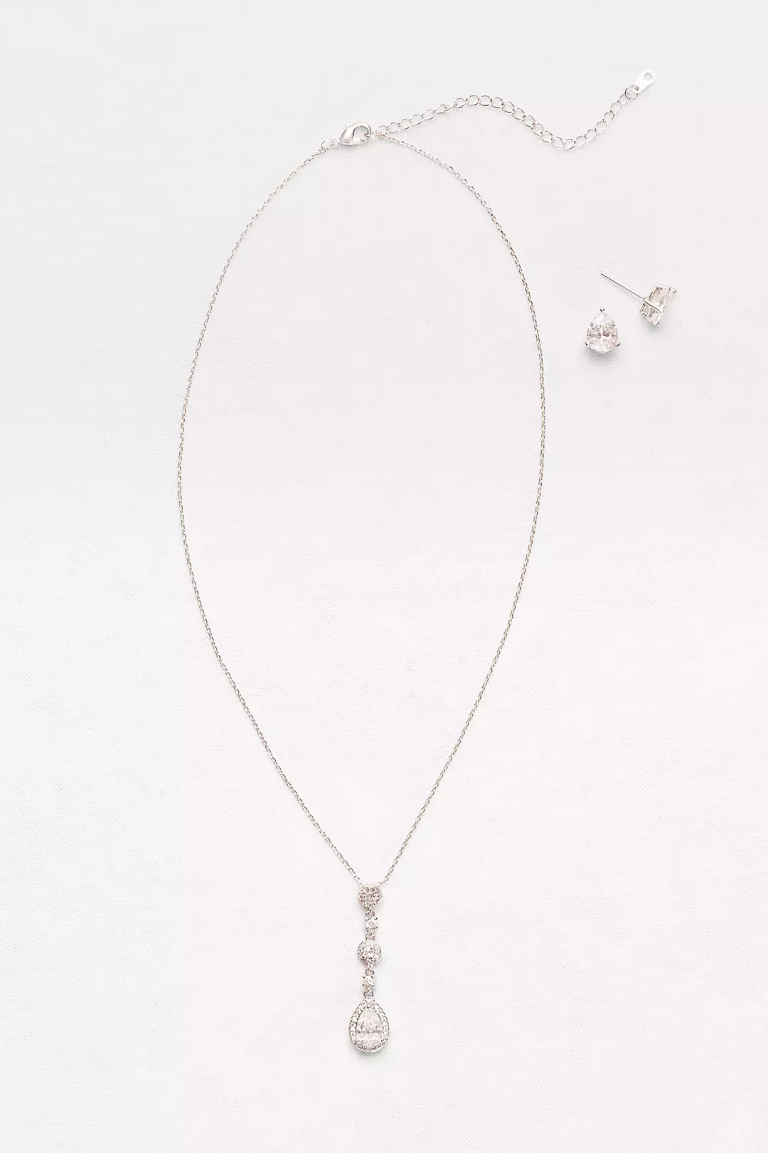 Cubic Zirconia Teardrop Necklace and Earrings Set