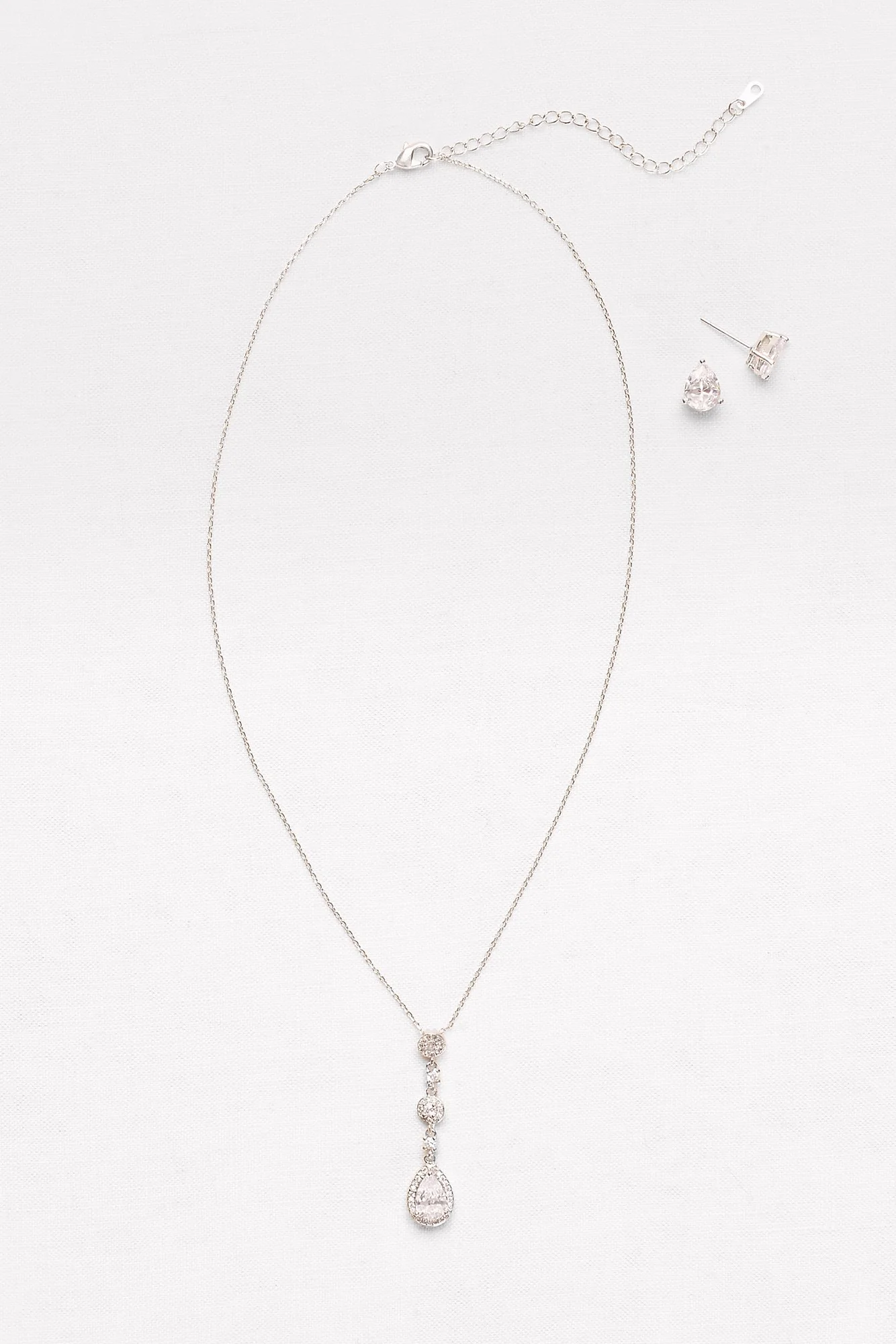 Cubic Zirconia Teardrop Necklace and Earrings Set - Image 2