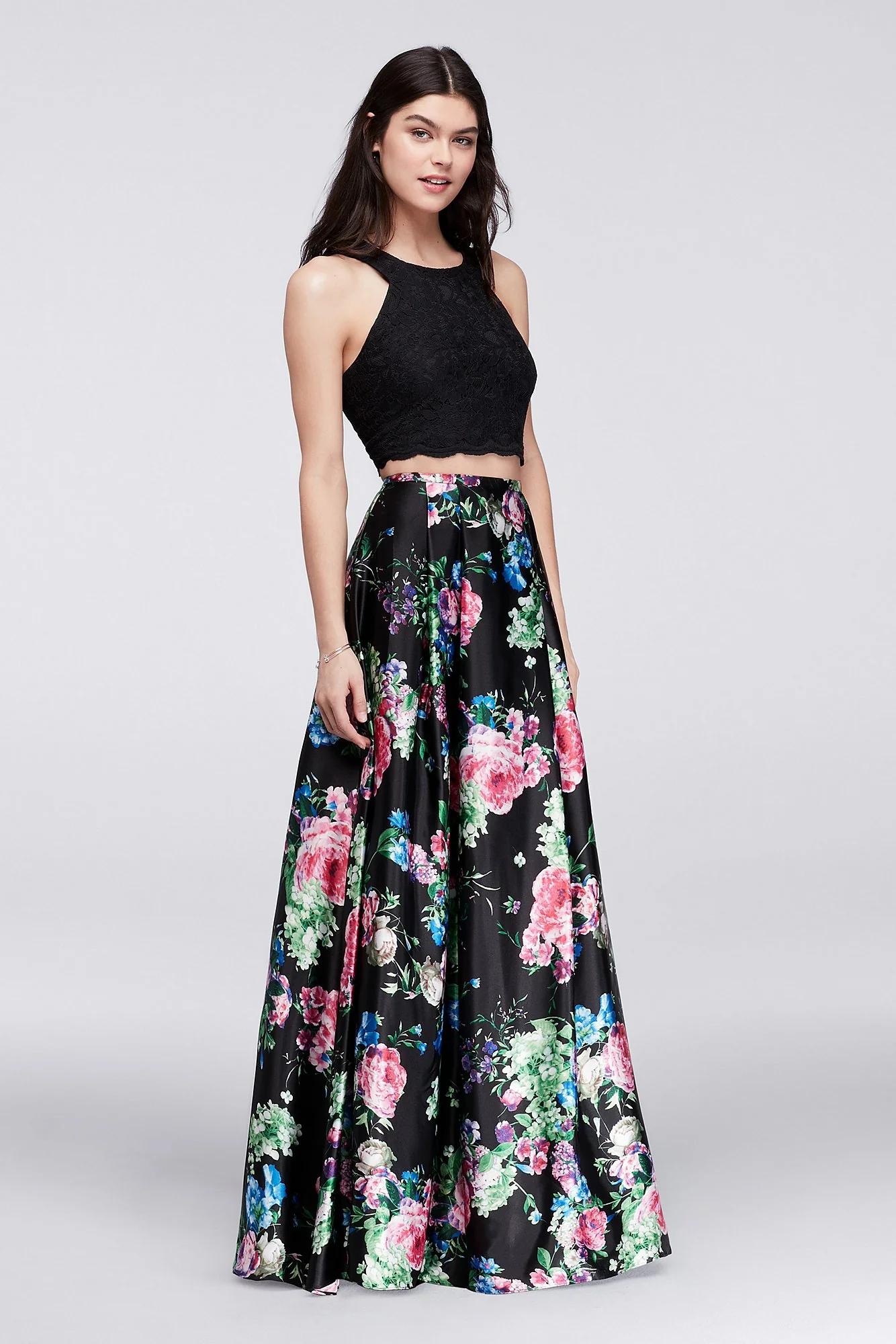 Cutaway Crop Top and Floral Skirt Two-Piece Set - Image 2