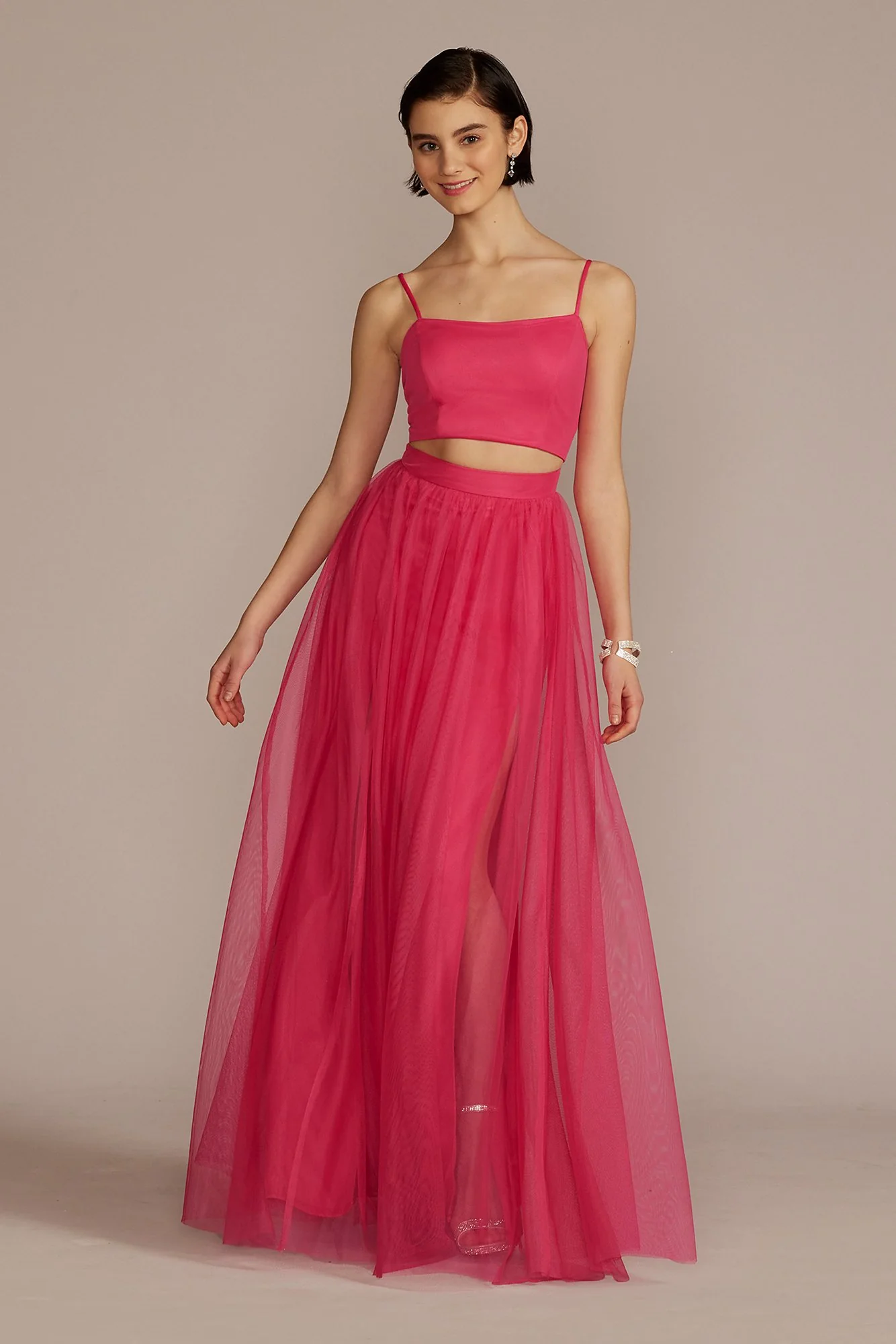 Cutout Crop Top and Tulle Skirt Set - Image 2