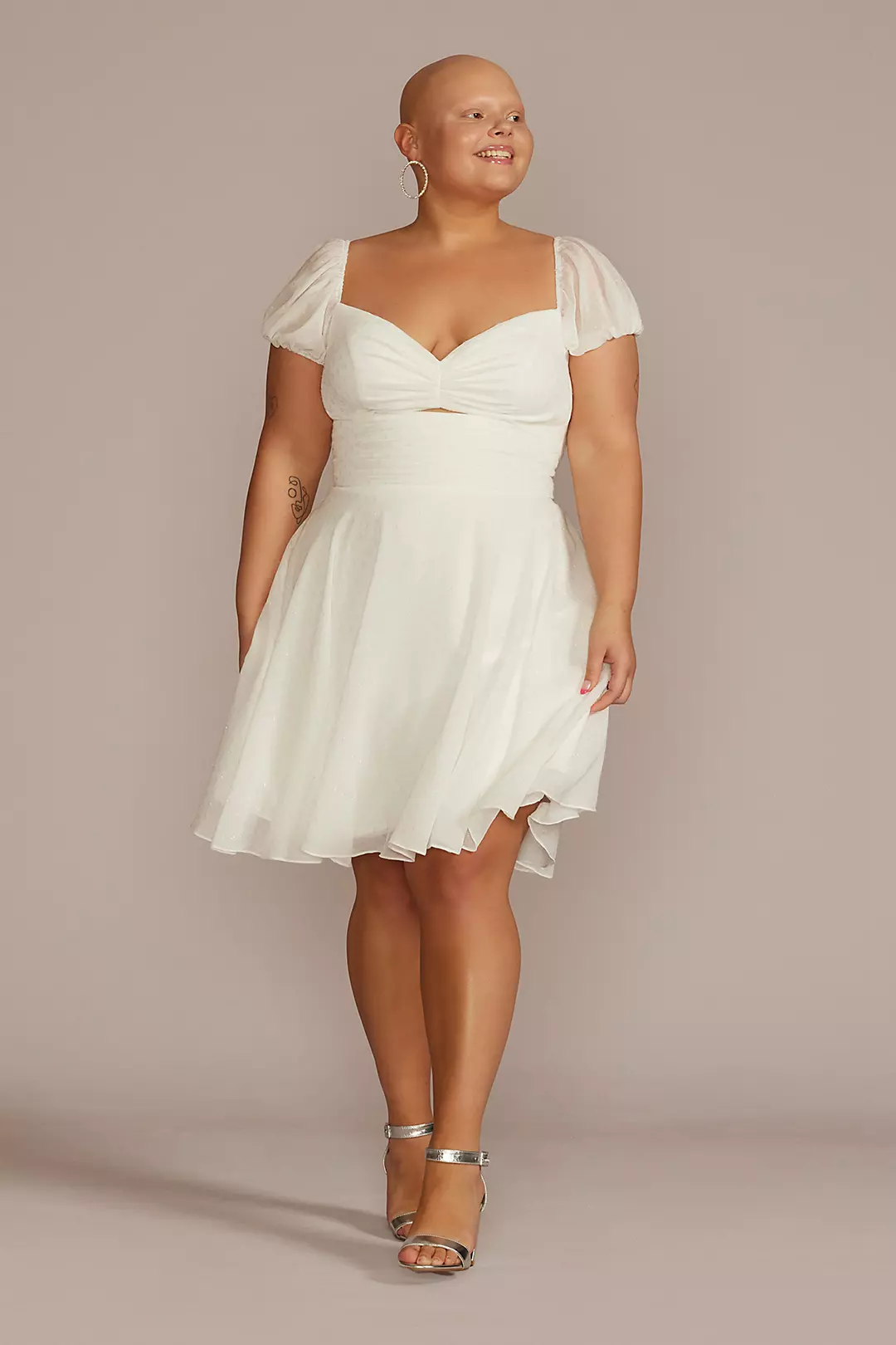 Cutout Polka Dot Mini A-Line Chiffon Dress