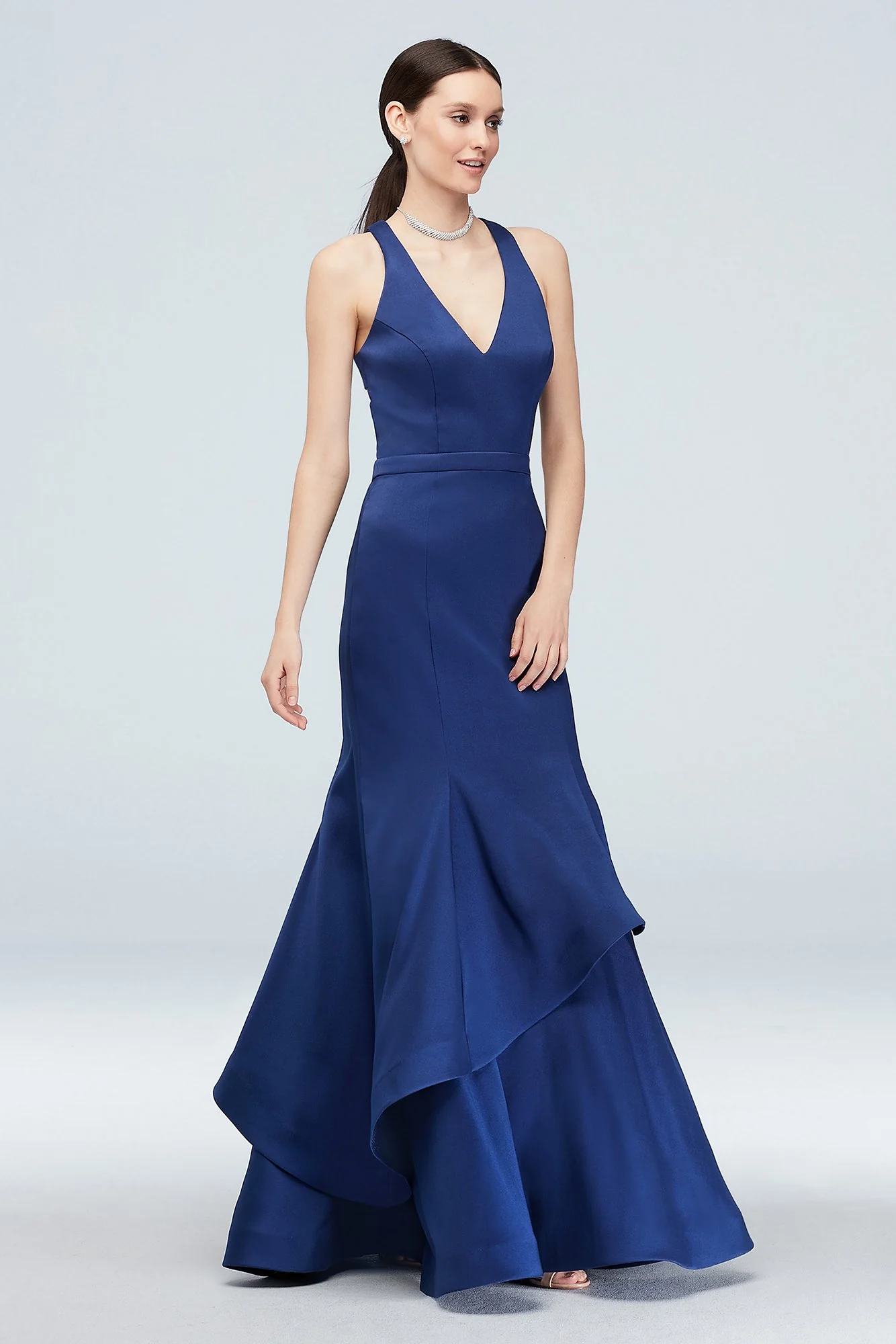 Cutout Racerback Mermaid Gown with Layered Skirt - Image 2