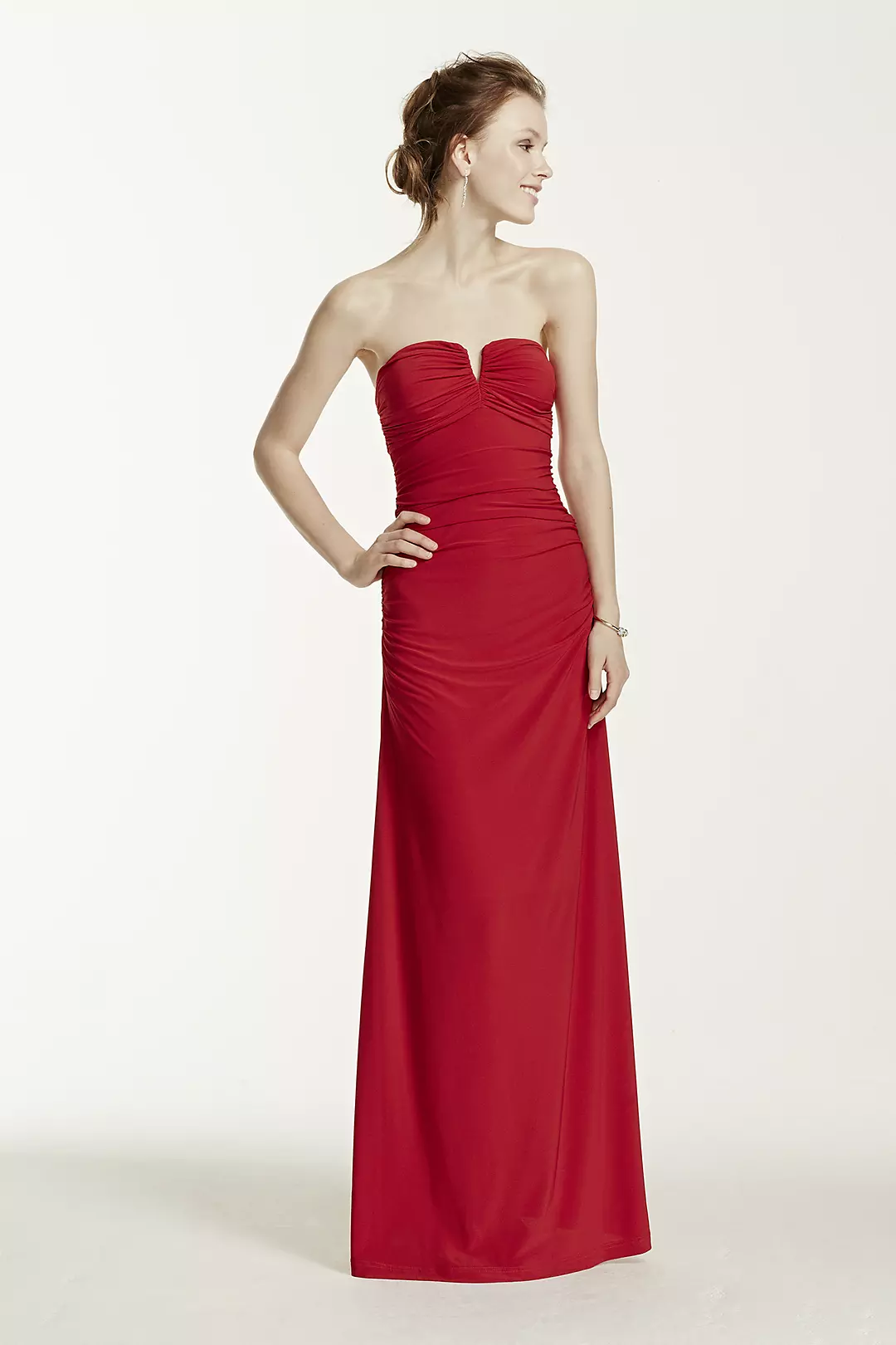 Deep V-Bar Strapless Jersey Dress - Image 5