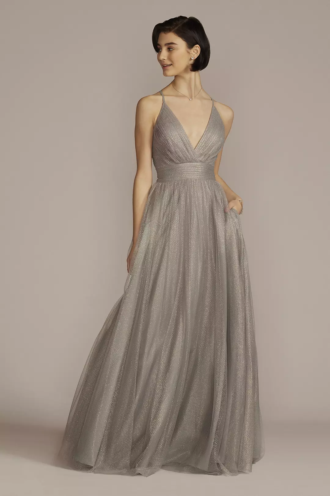 Deep-V Sparkle A-Line Prom Dress - Image 14