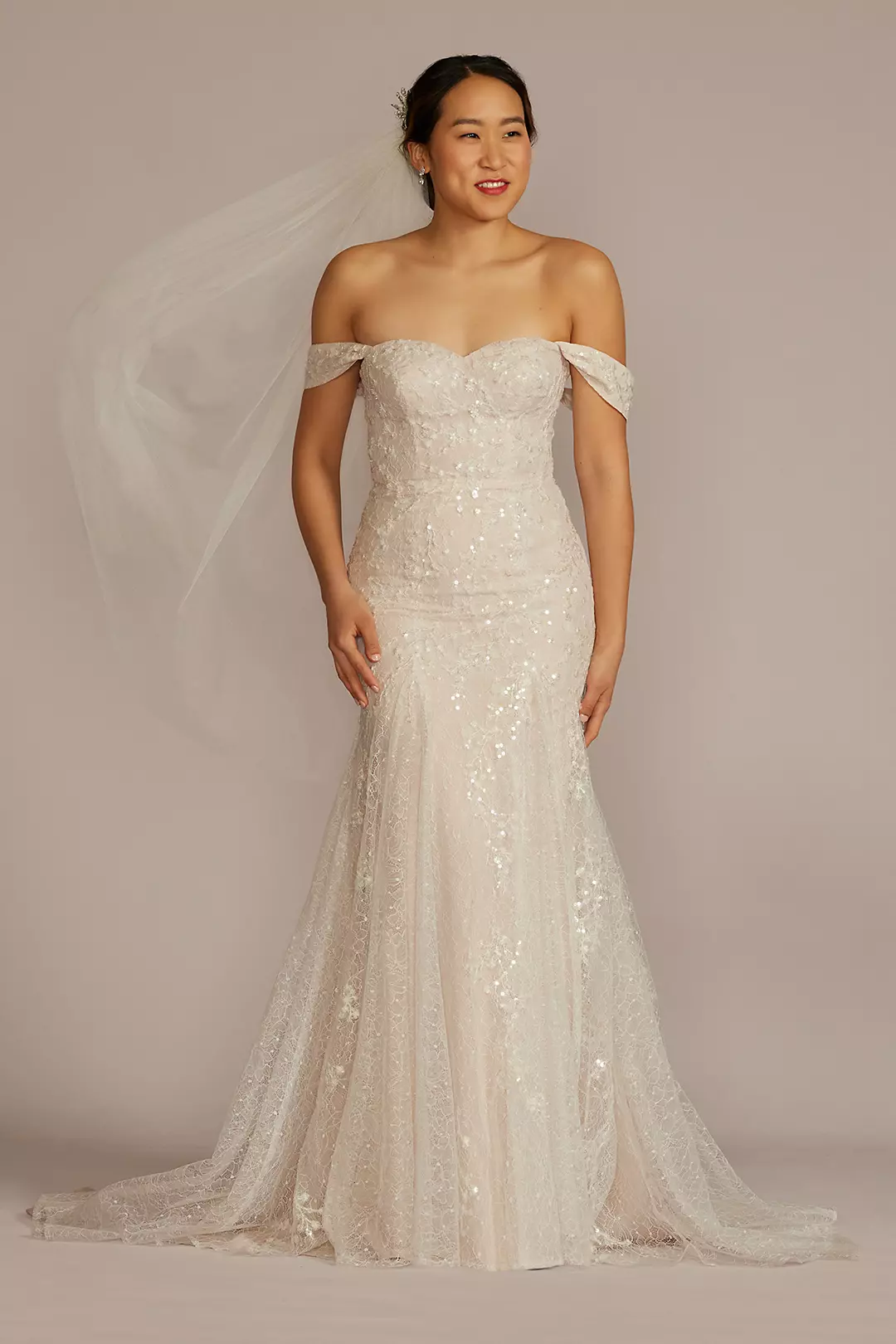Detachable Sleeve Lace Mermaid Wedding Dress - Image 14
