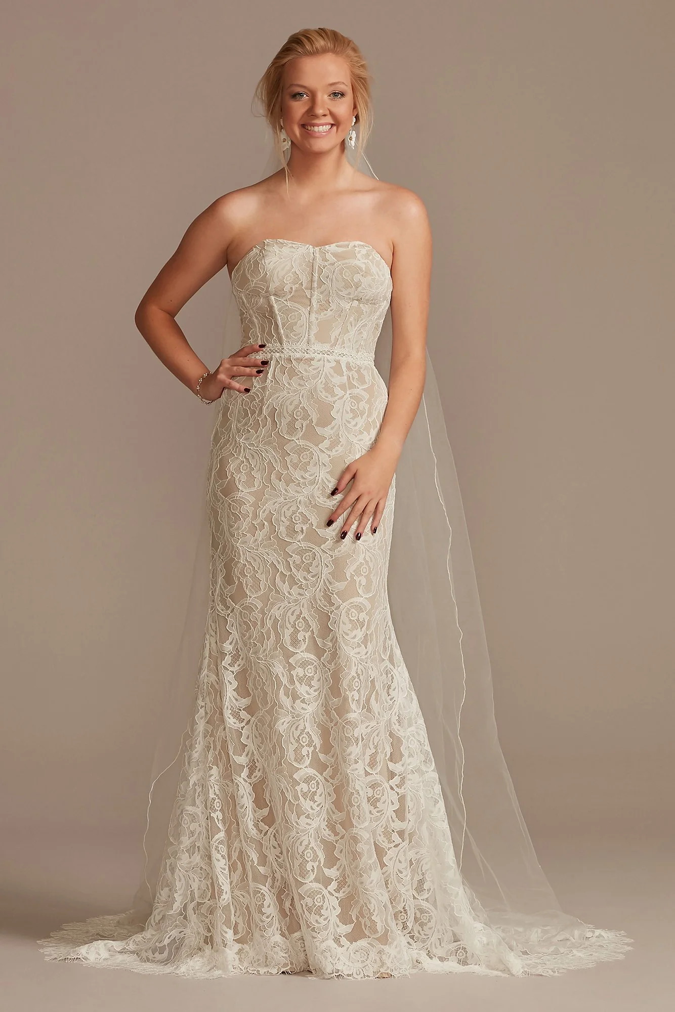 Detachable Sleeves Lace Sheath Wedding Dress