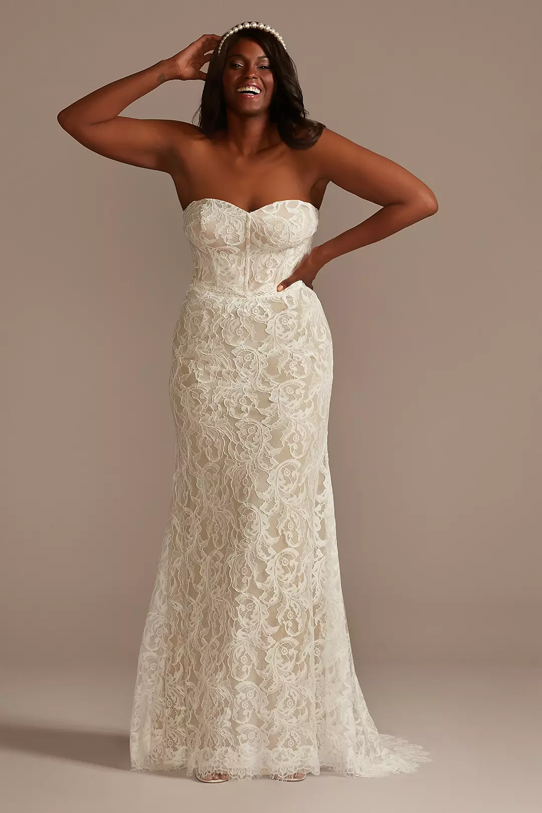 Detachable Sleeves Lace Sheath Wedding Dress - Image 4