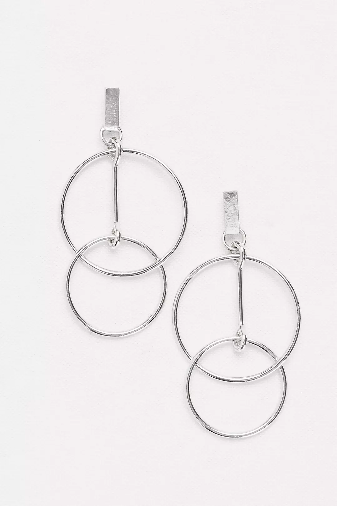 Double Ring Dangling Hoops Earrings - Image 2