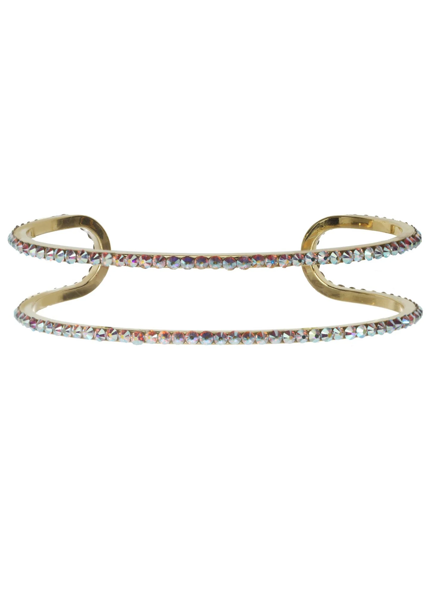 Double Row Square Shape Cuff with Crystals