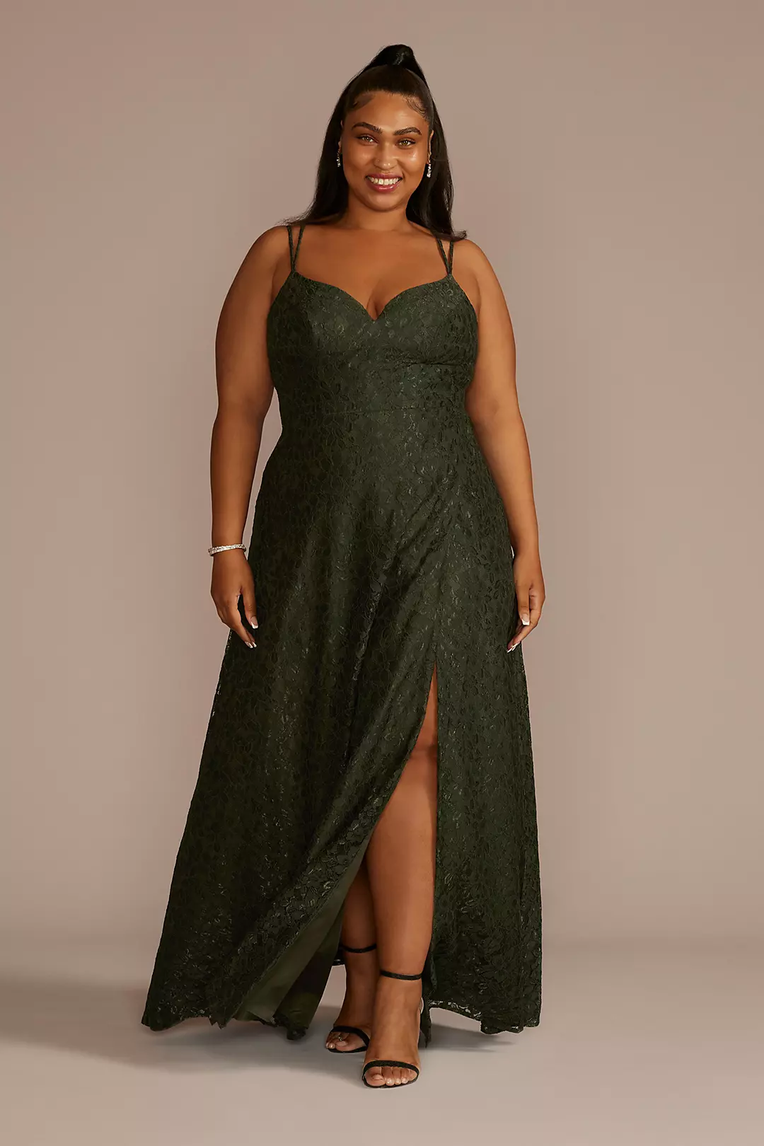 Double Strap Allover Lace A-Line - Image 3