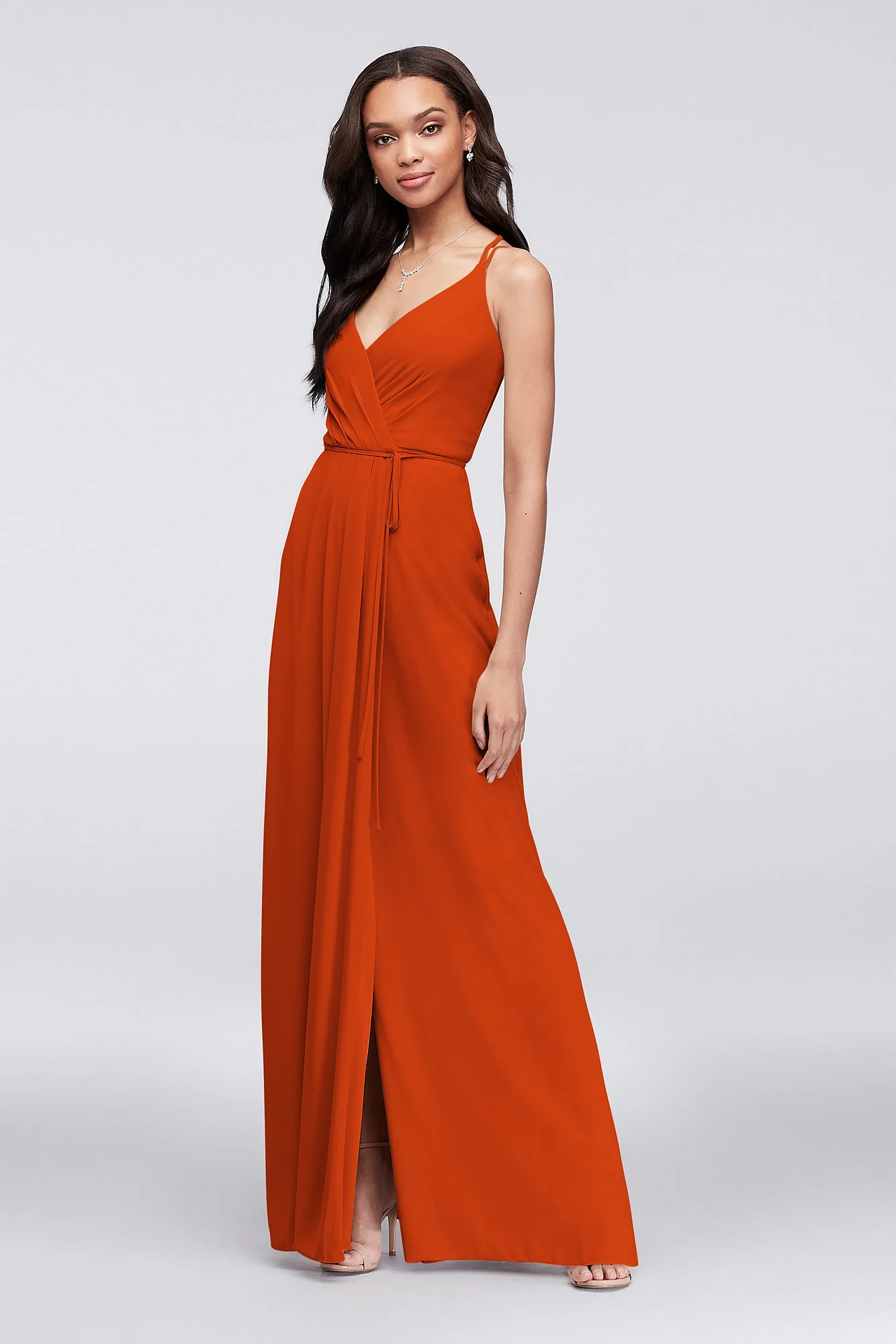 Double-Strap Georgette Wrap Dress - Image 15