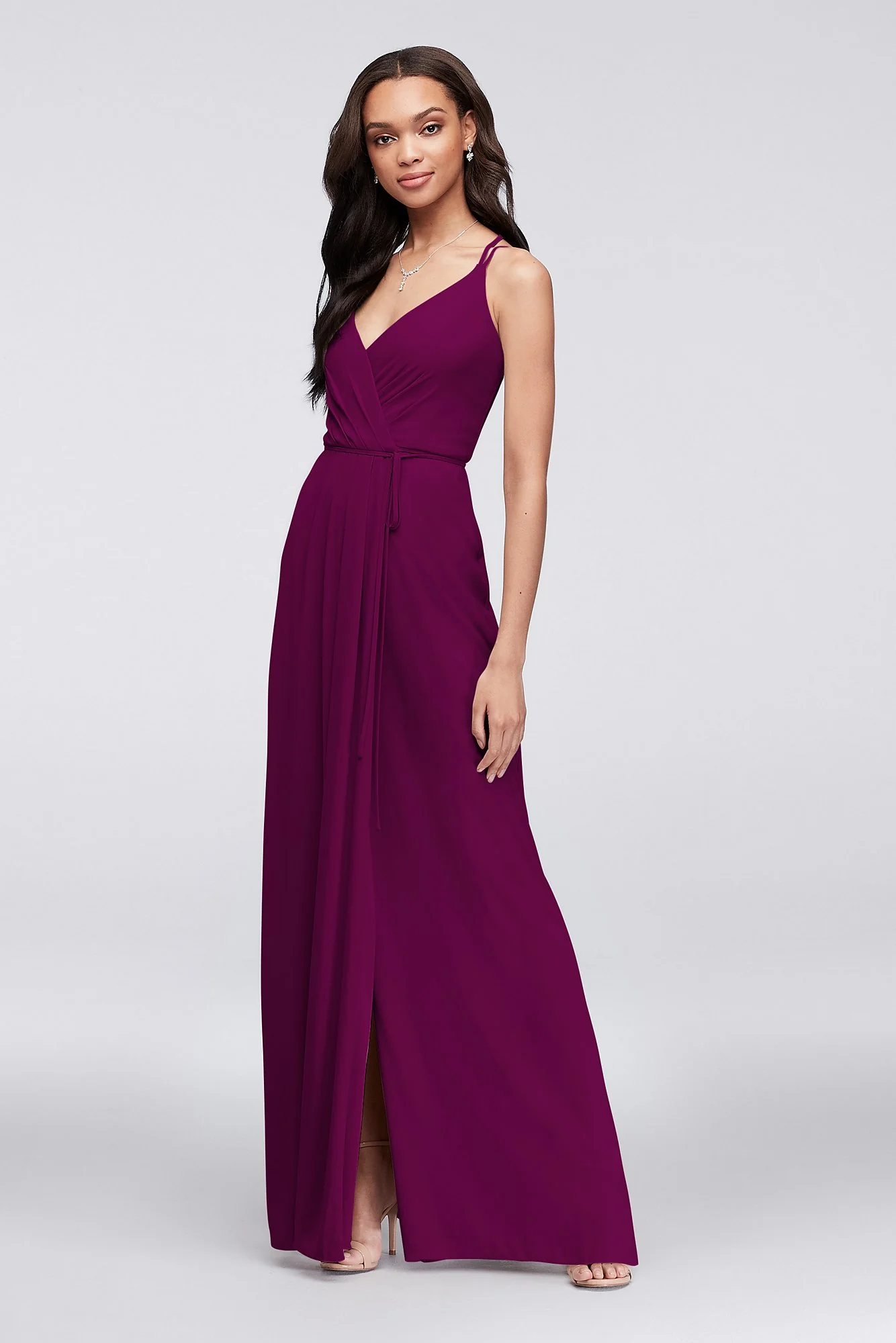 Double-Strap Georgette Wrap Dress - Image 28