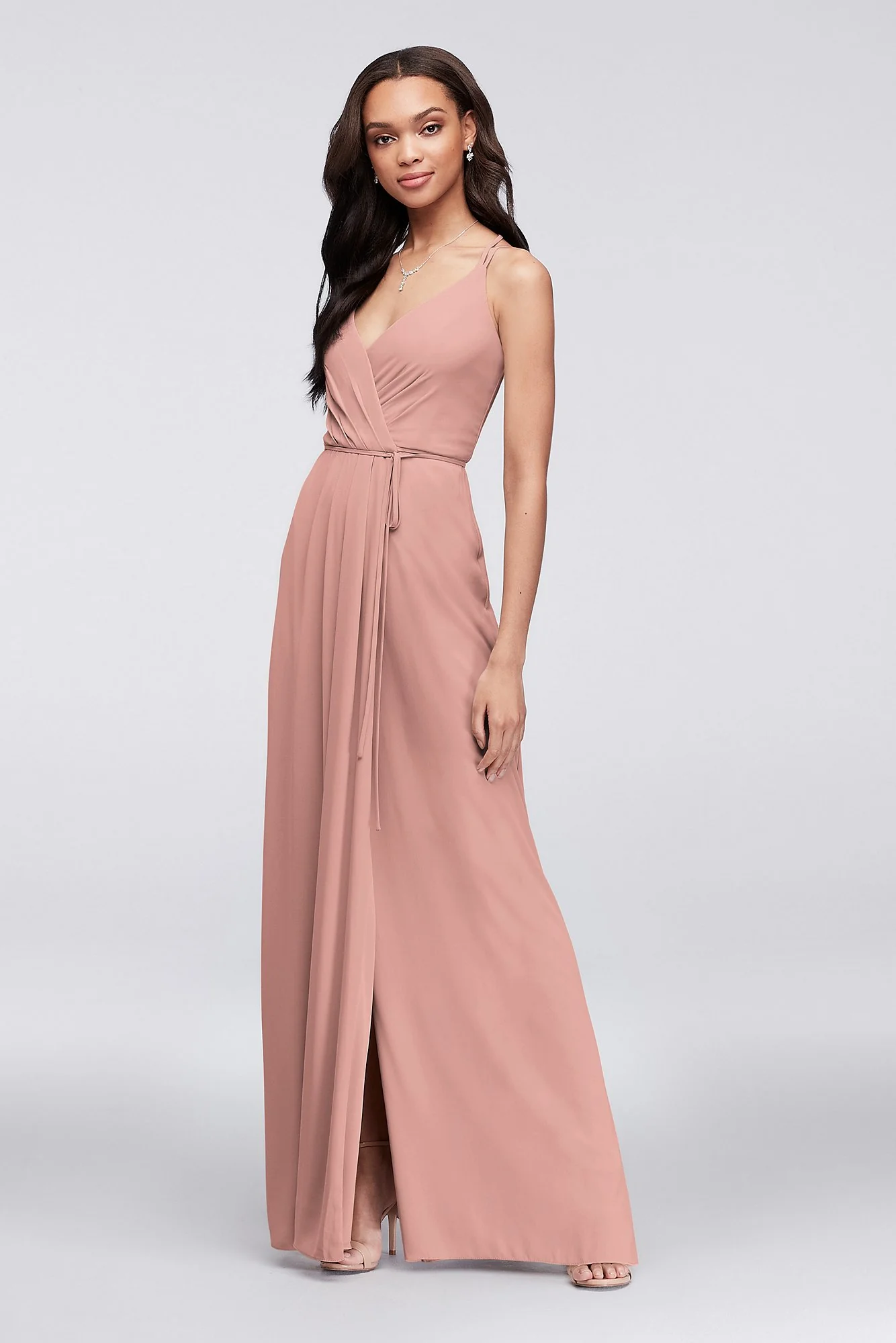 Double-Strap Georgette Wrap Dress - Image 31