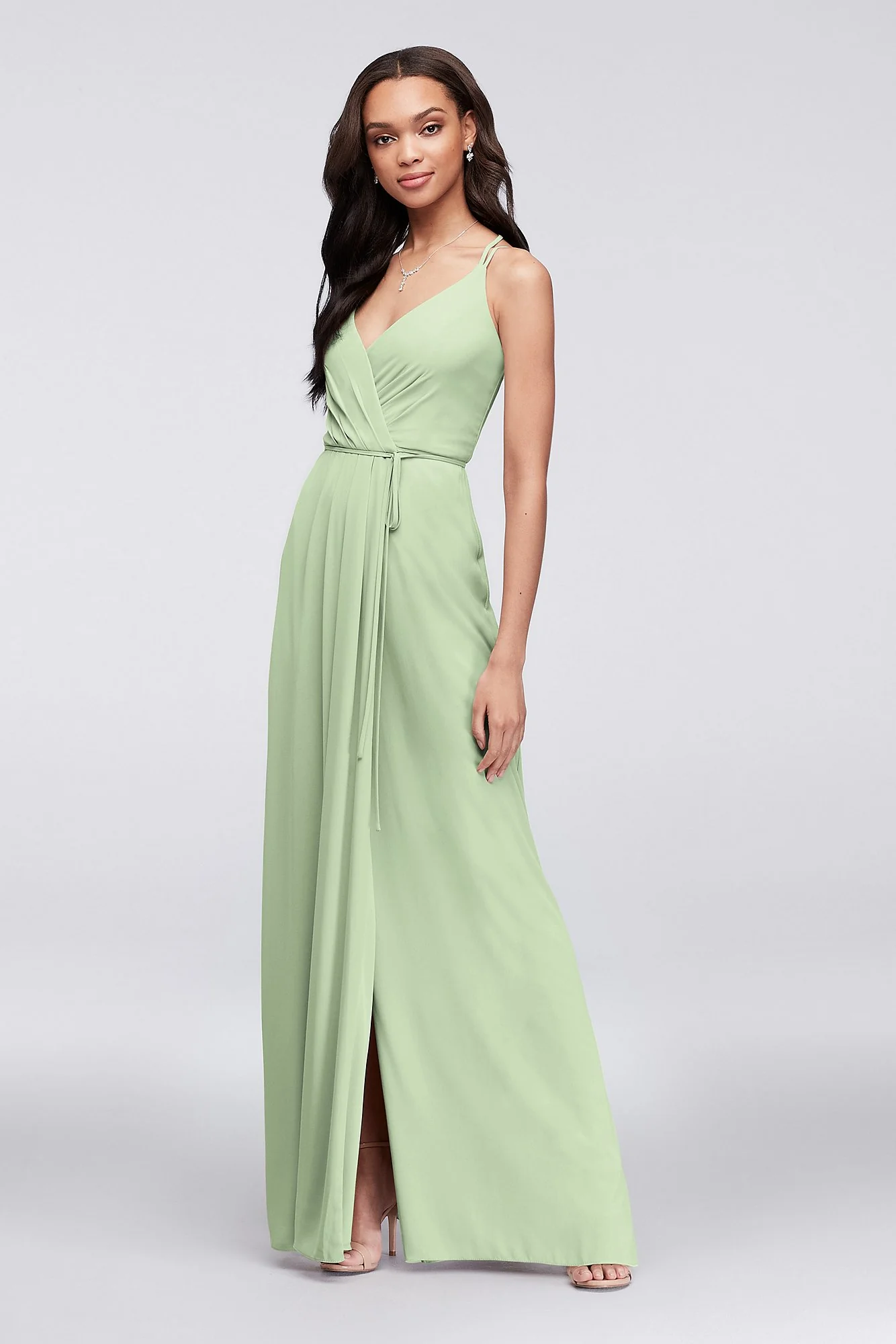 Double-Strap Georgette Wrap Dress - Image 60
