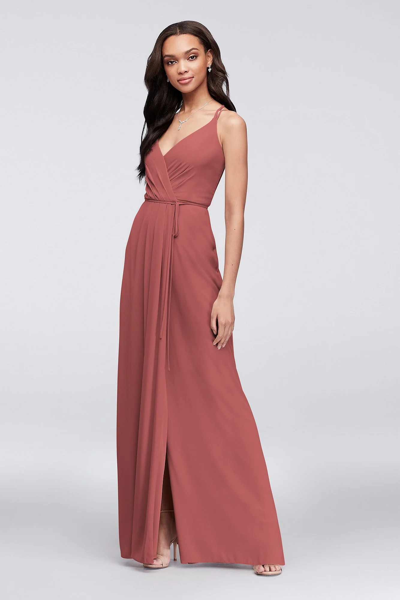 Double-Strap Georgette Wrap Dress - Image 61