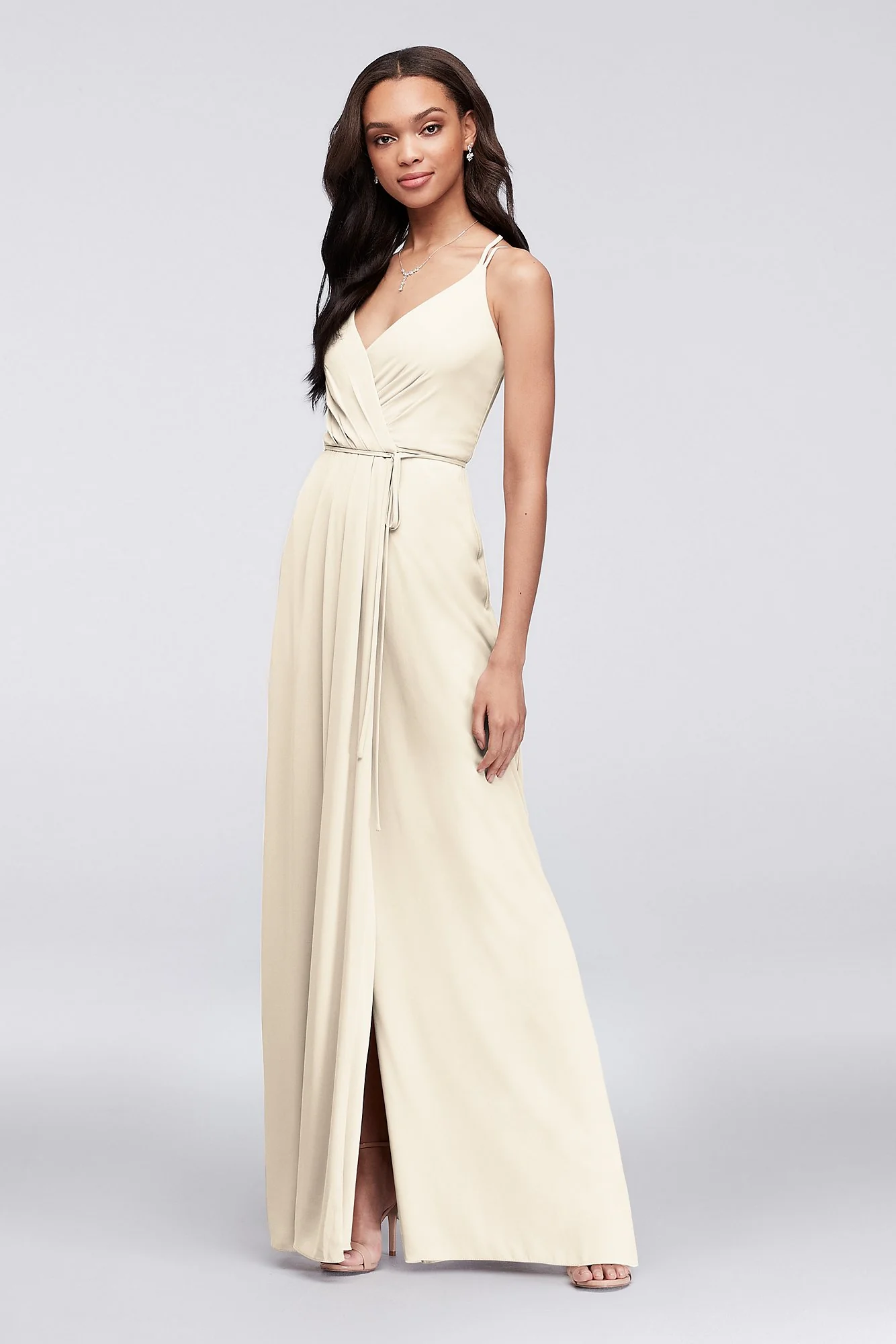 Double-Strap Georgette Wrap Dress - Image 76