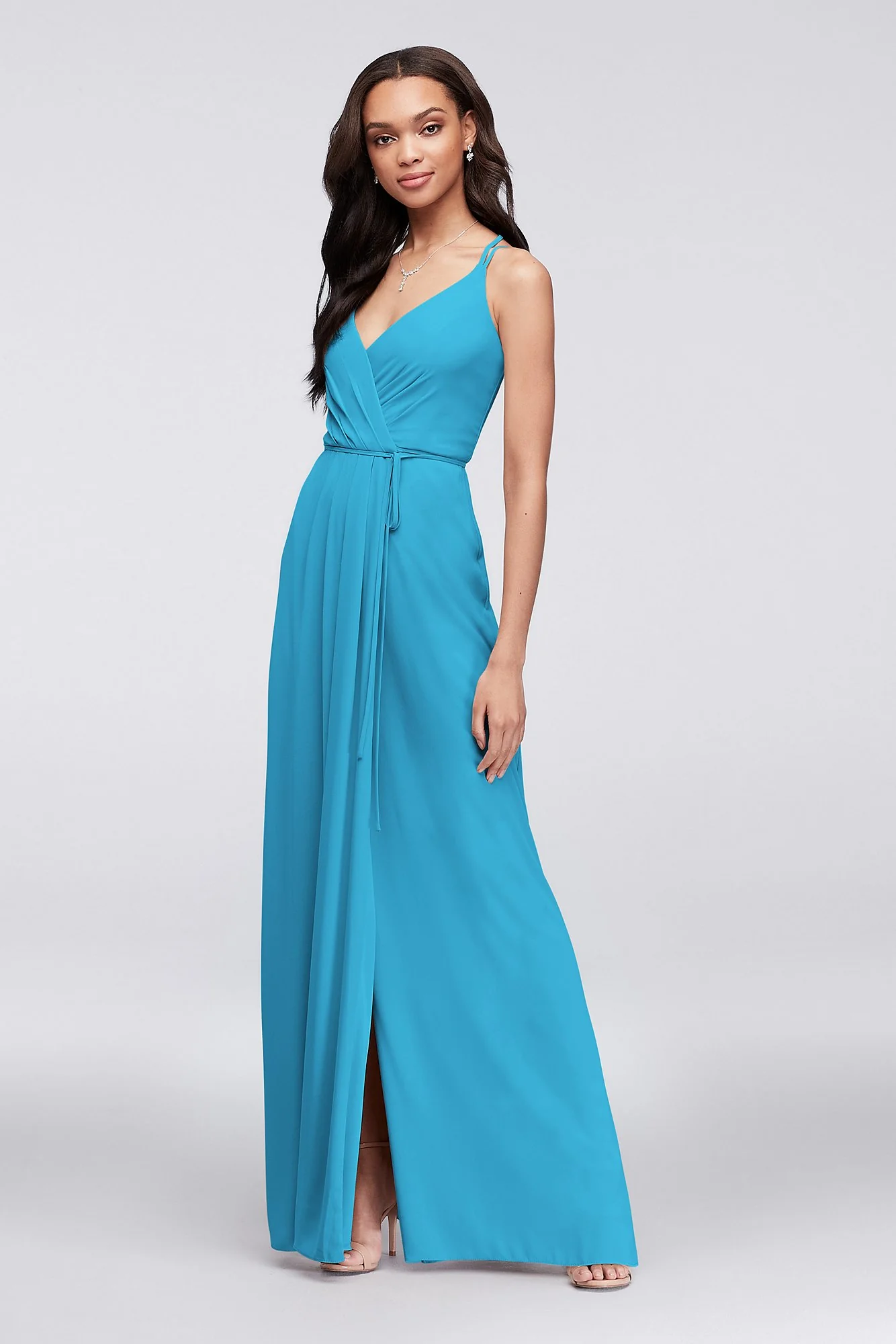 Double-Strap Georgette Wrap Dress - Image 94