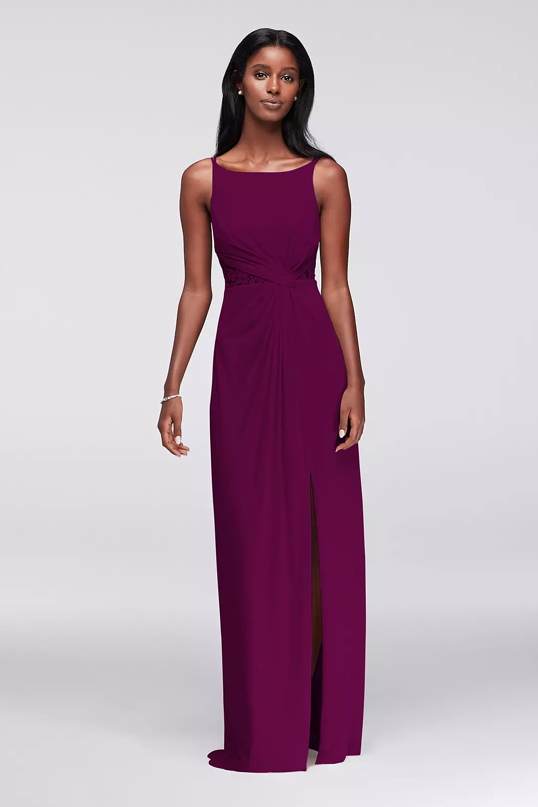 Double-Strap Lace Inset Mesh Dress - Image 107