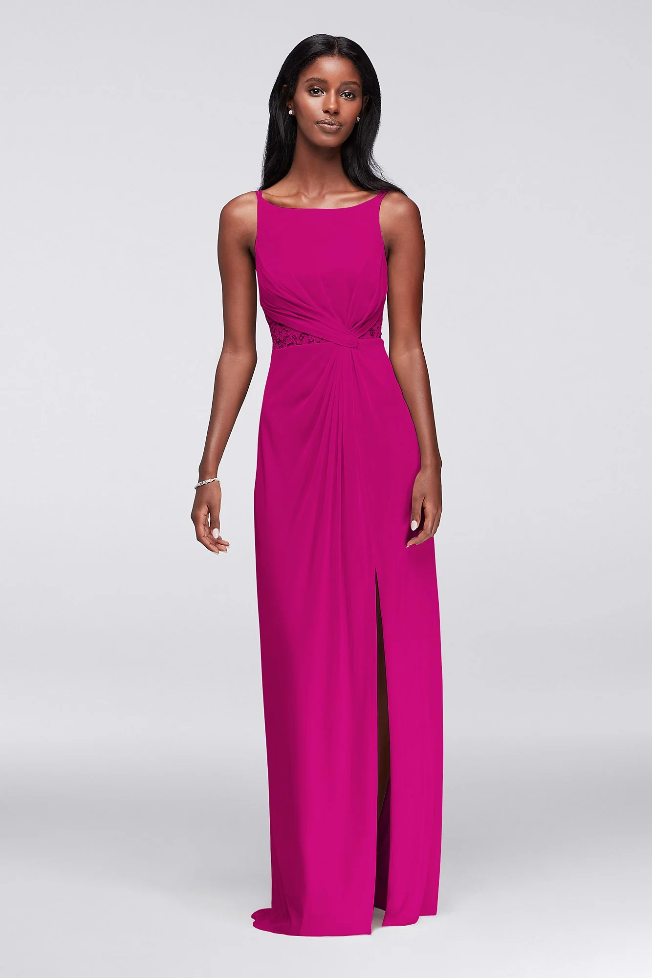 Double-Strap Lace Inset Mesh Dress - Image 48