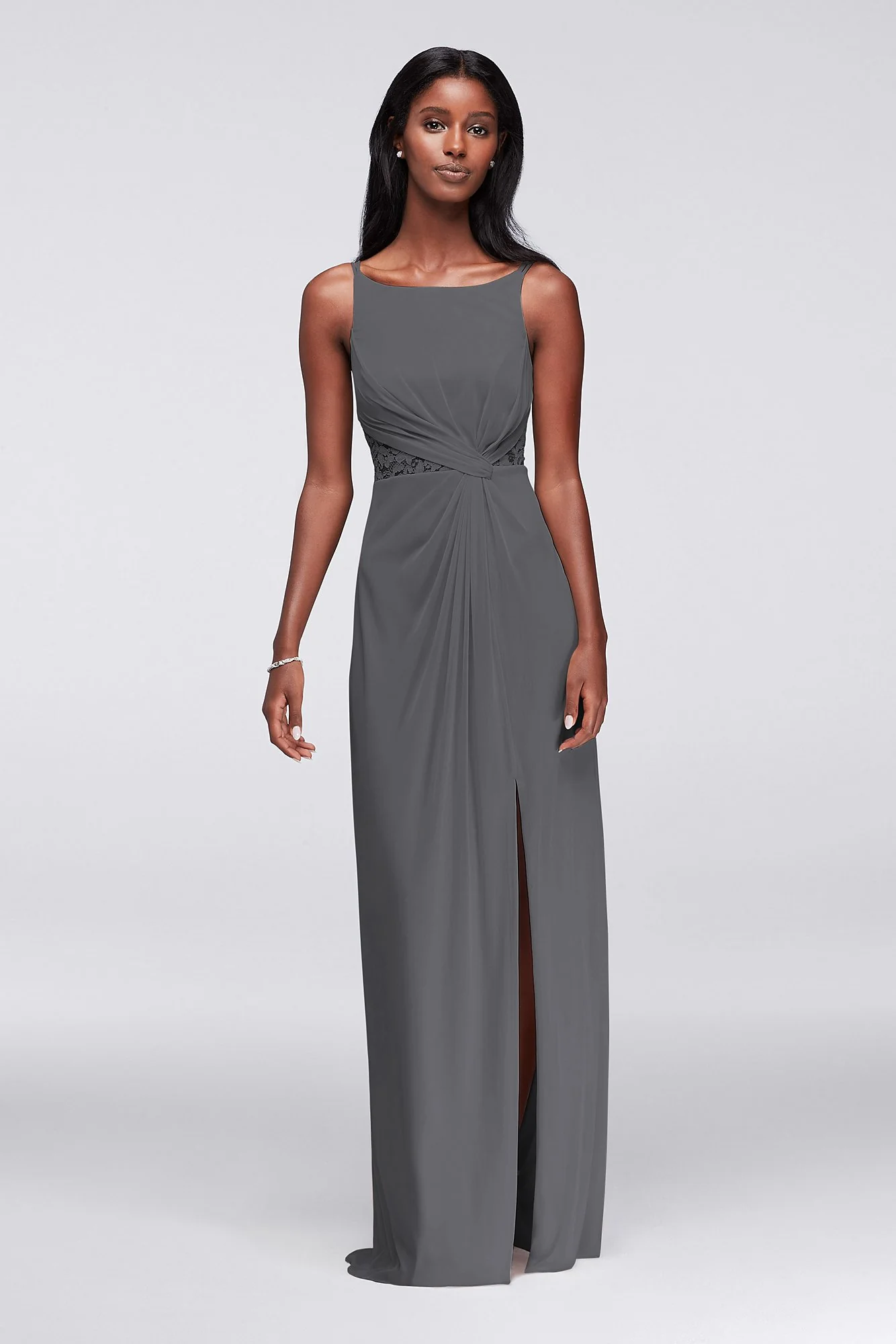 Double-Strap Lace Inset Mesh Dress - Image 55