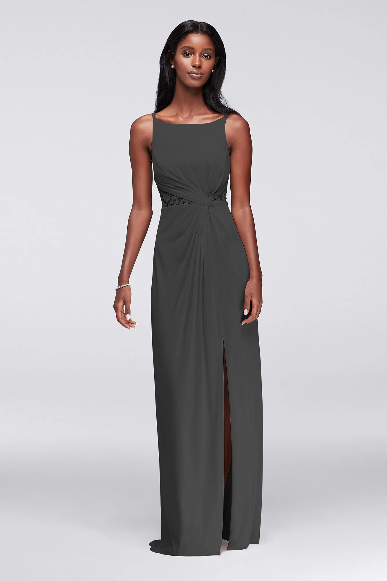 Double-Strap Lace Inset Mesh Dress - Image 85