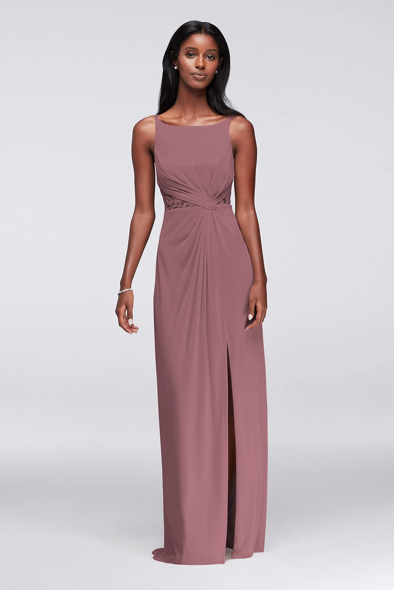 Double-Strap Lace Inset Mesh Dress - Image 91