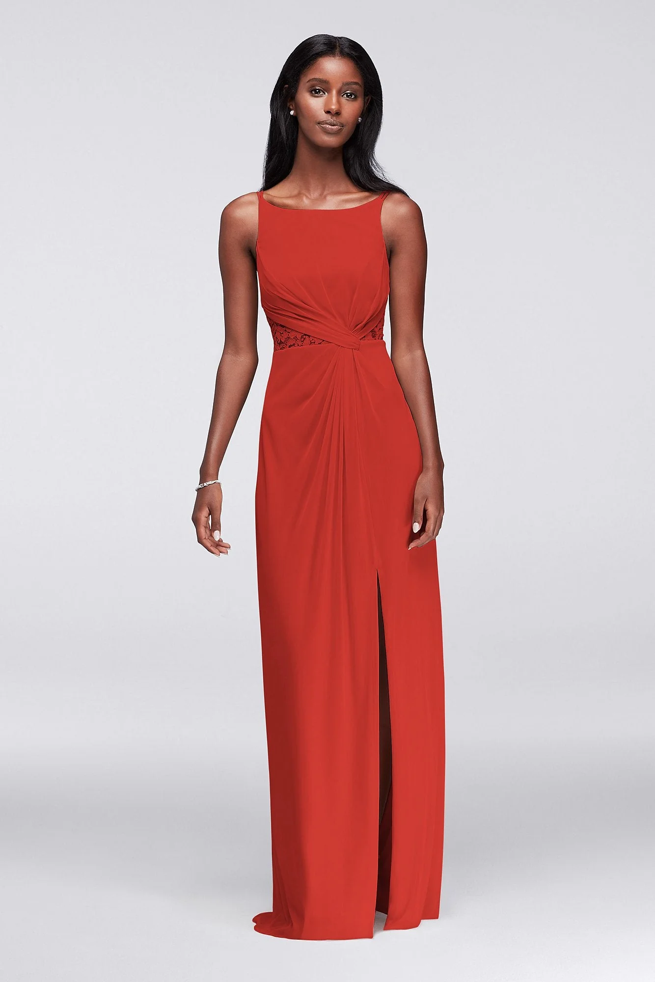 Double-Strap Lace Inset Mesh Dress - Image 93