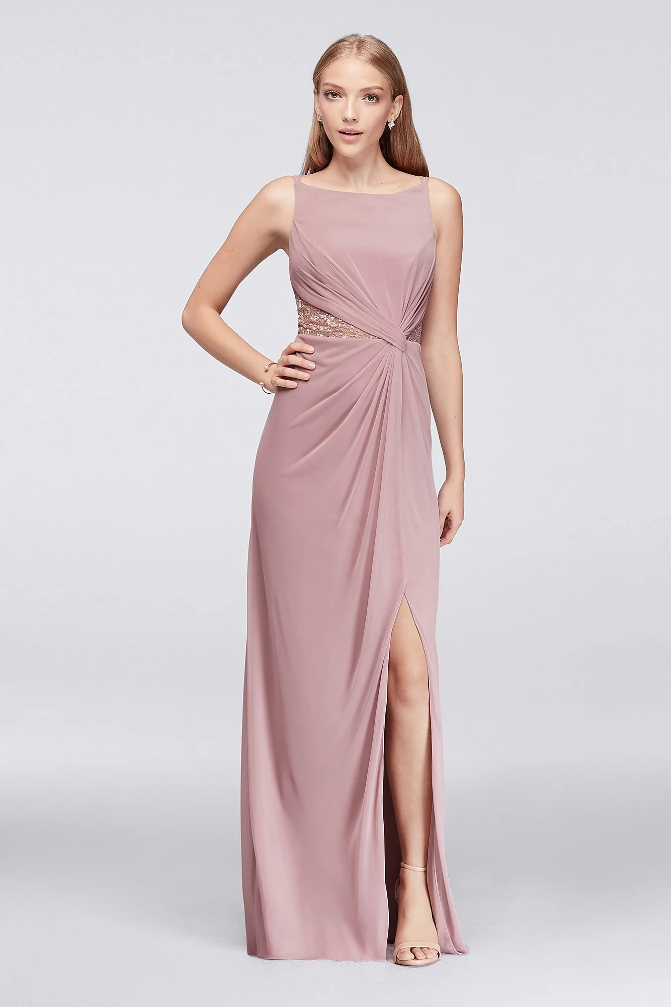 Double-Strap Lace Inset Mesh Dress - Image 96