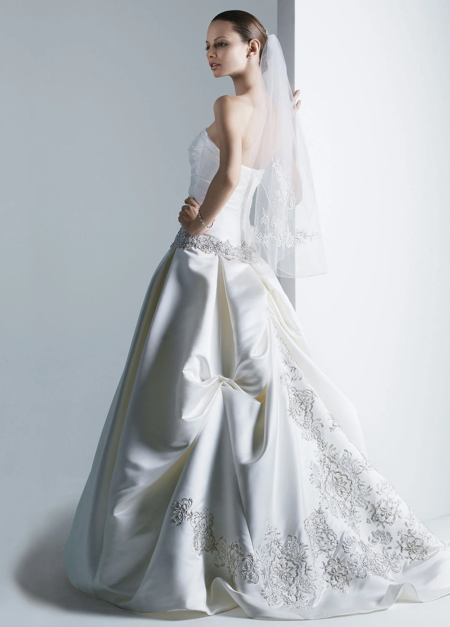 Draped Satin Bodice with Beaded Embroidered Detail - Image 2